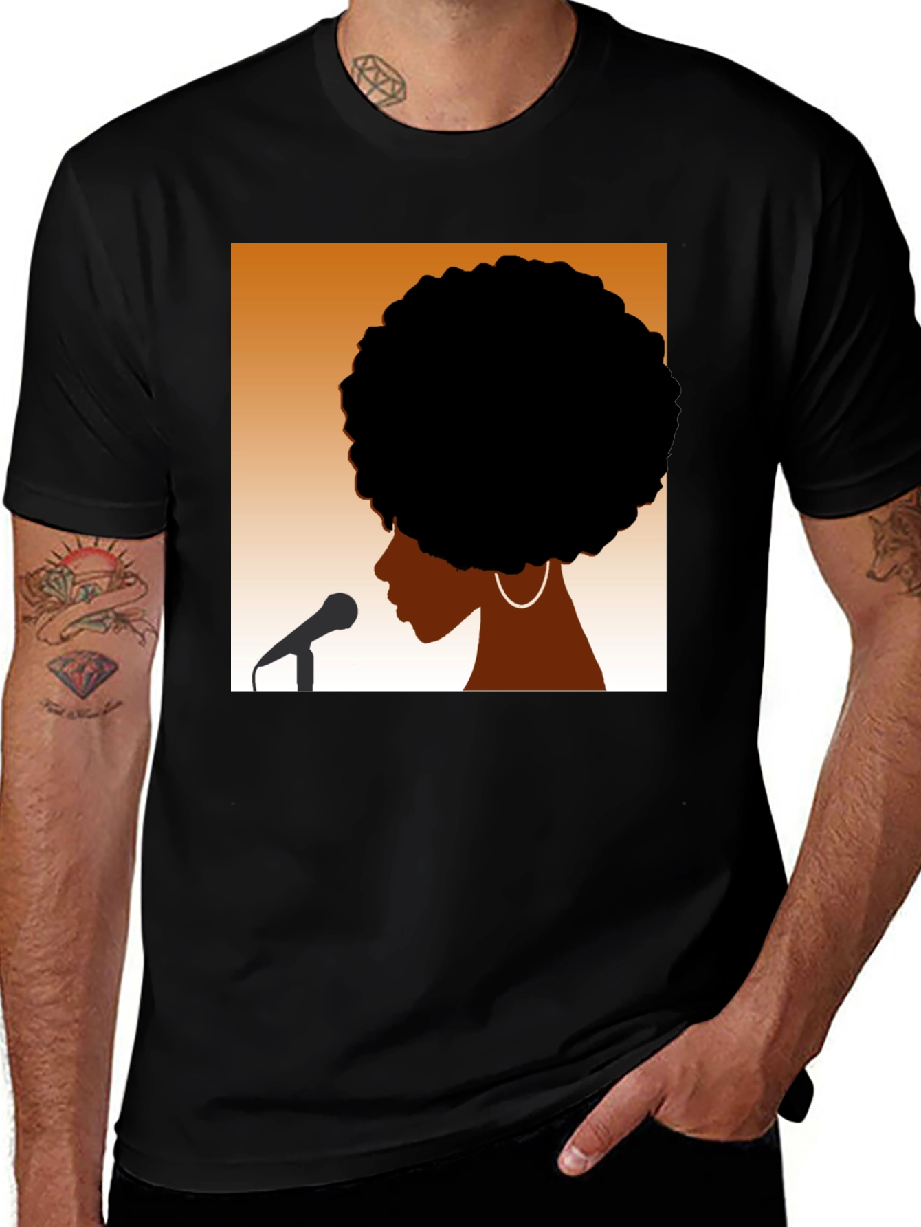 Afro Silhouette Graphic Black T-Shirt