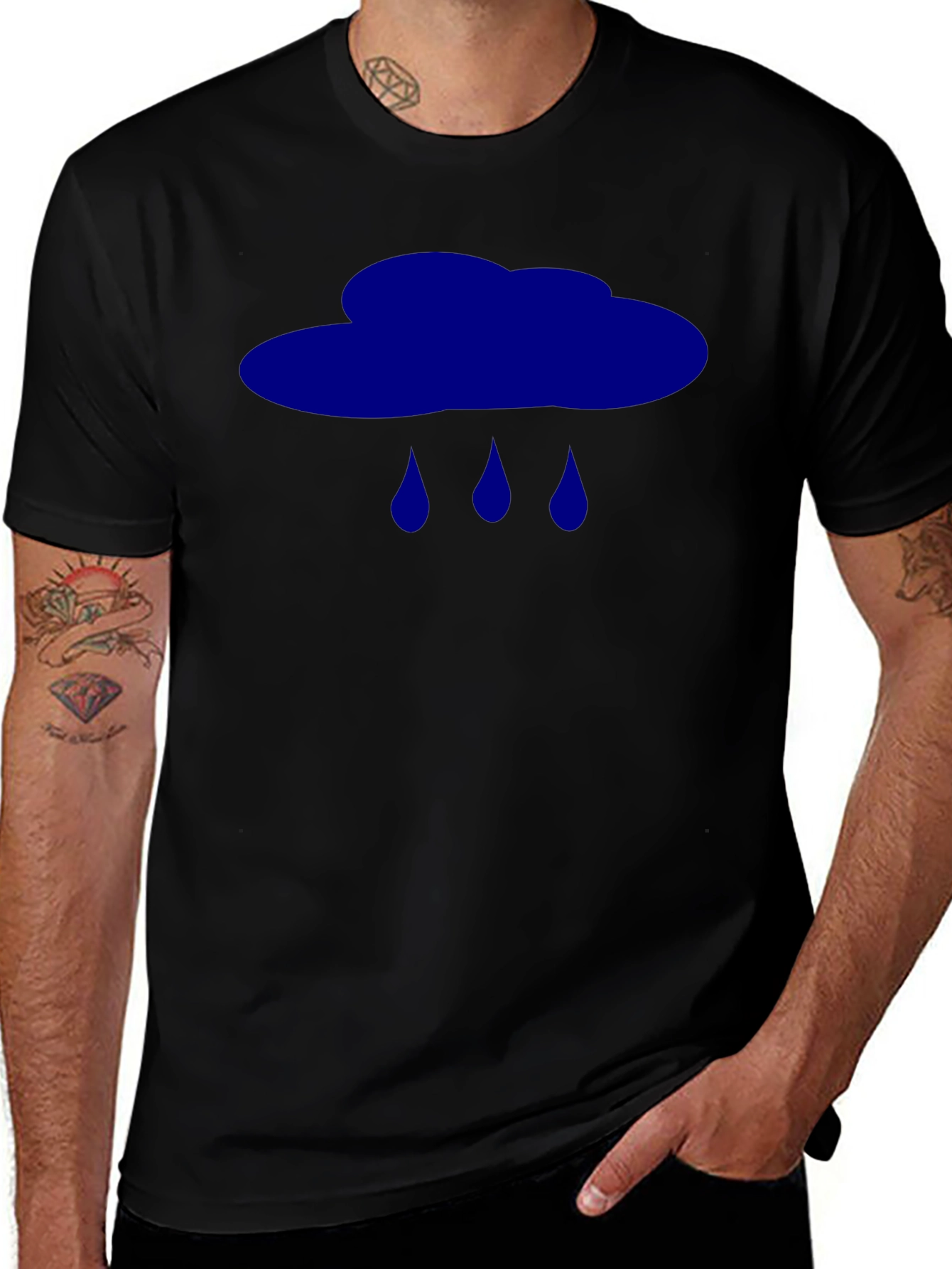 Variant 28 of Rain Cloud Graphic Tee - Classic Black Cotton T-Shirt