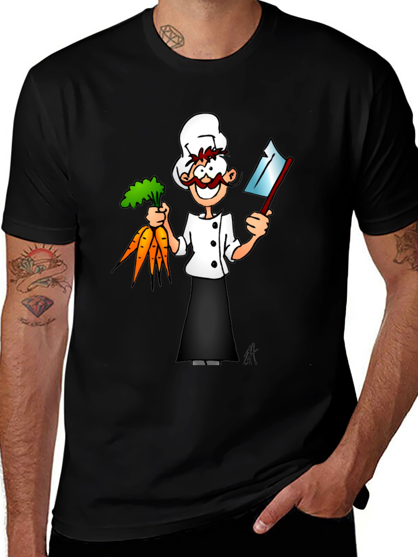 Variant 12 of Chef Cartoon Black T-Shirt