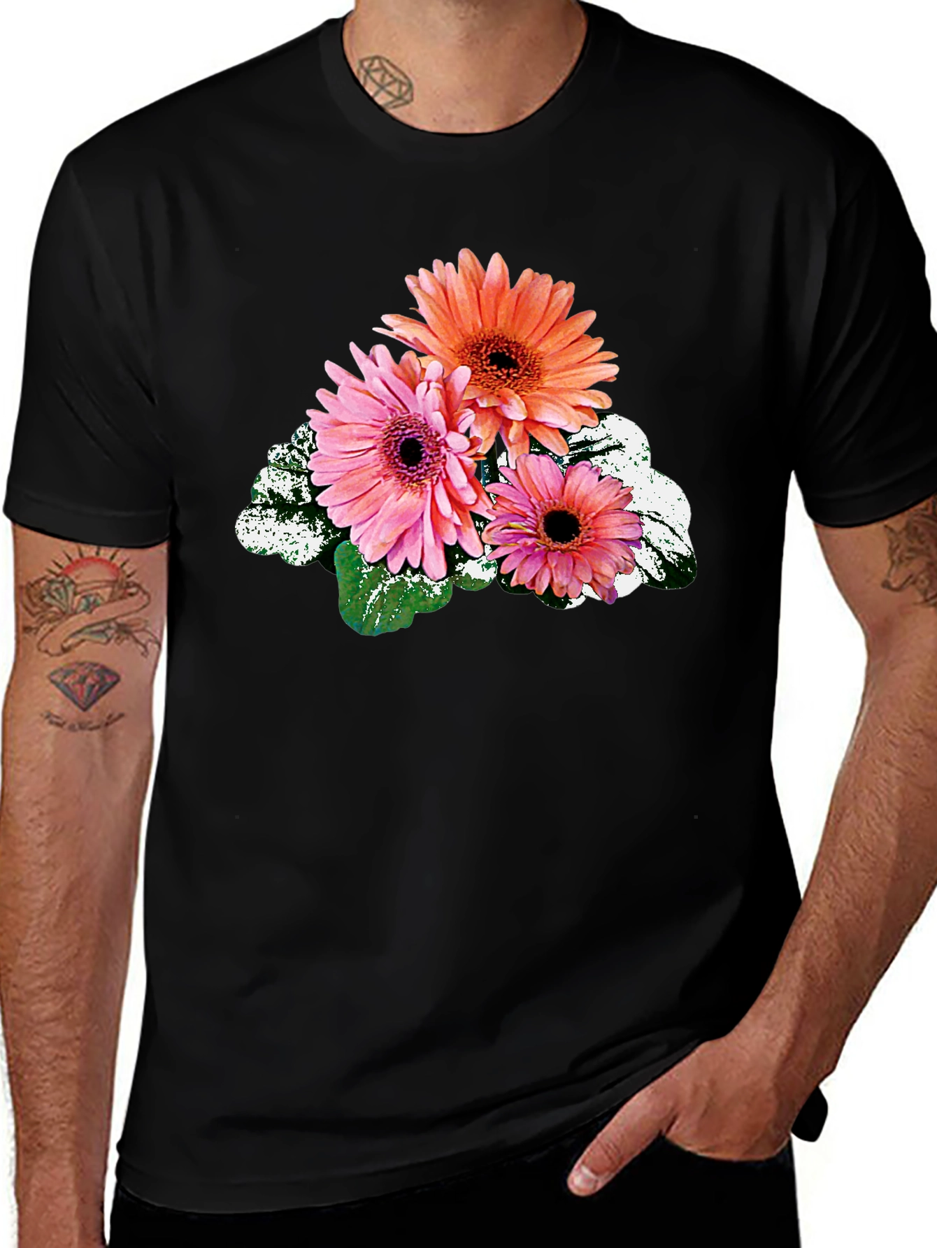 Variant 22 of Floral Print Black T-Shirt