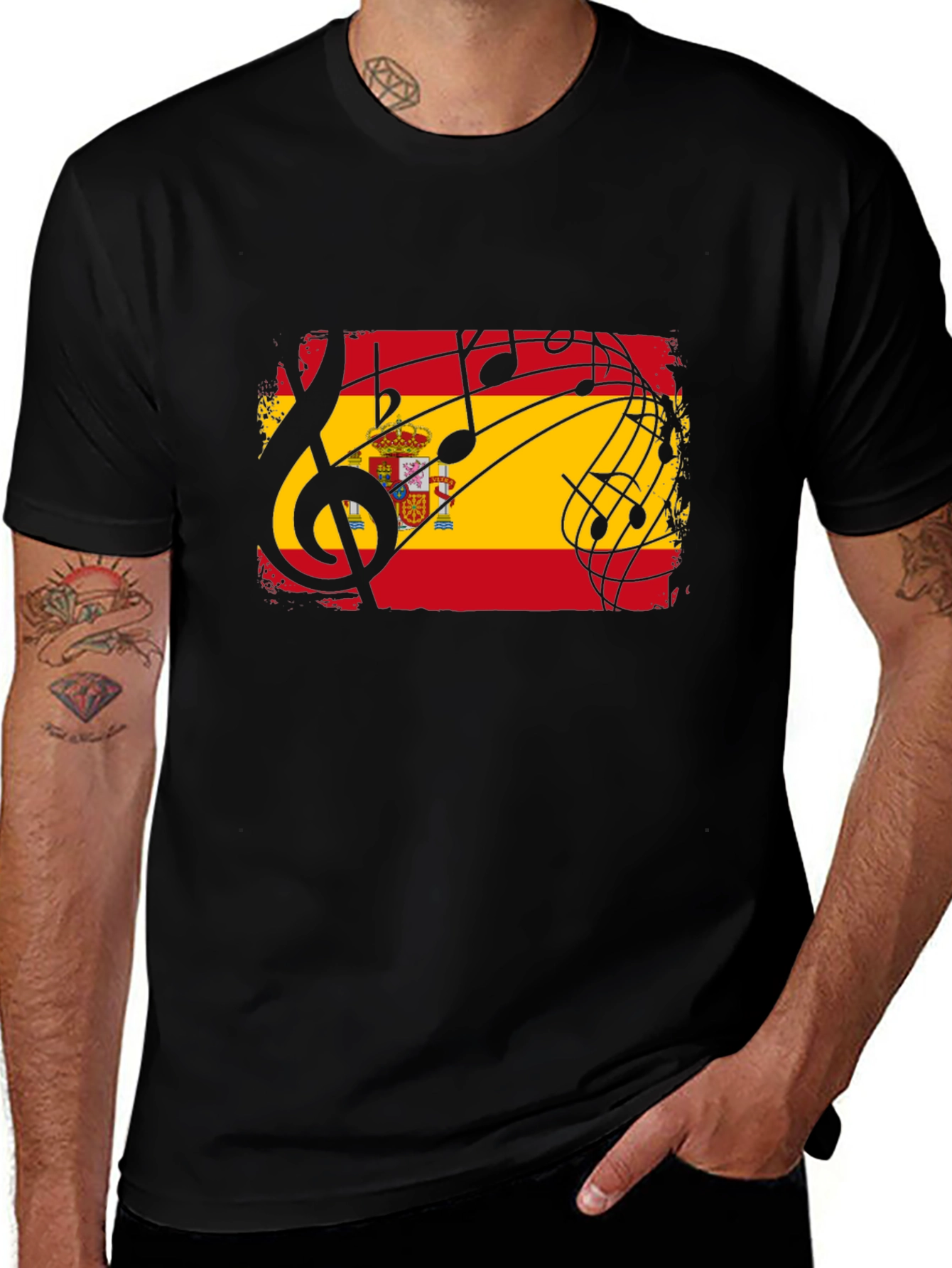 Variant 11 of Spain Music T-Shirt - Black Tee