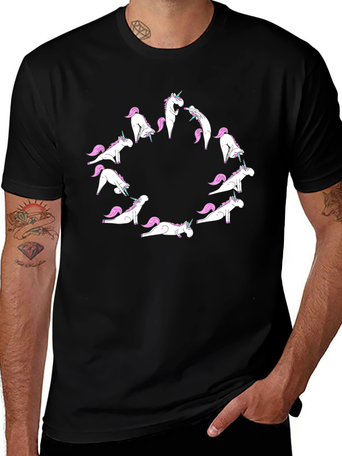 Variant 9 of Unicorn Yoga Black T-Shirt