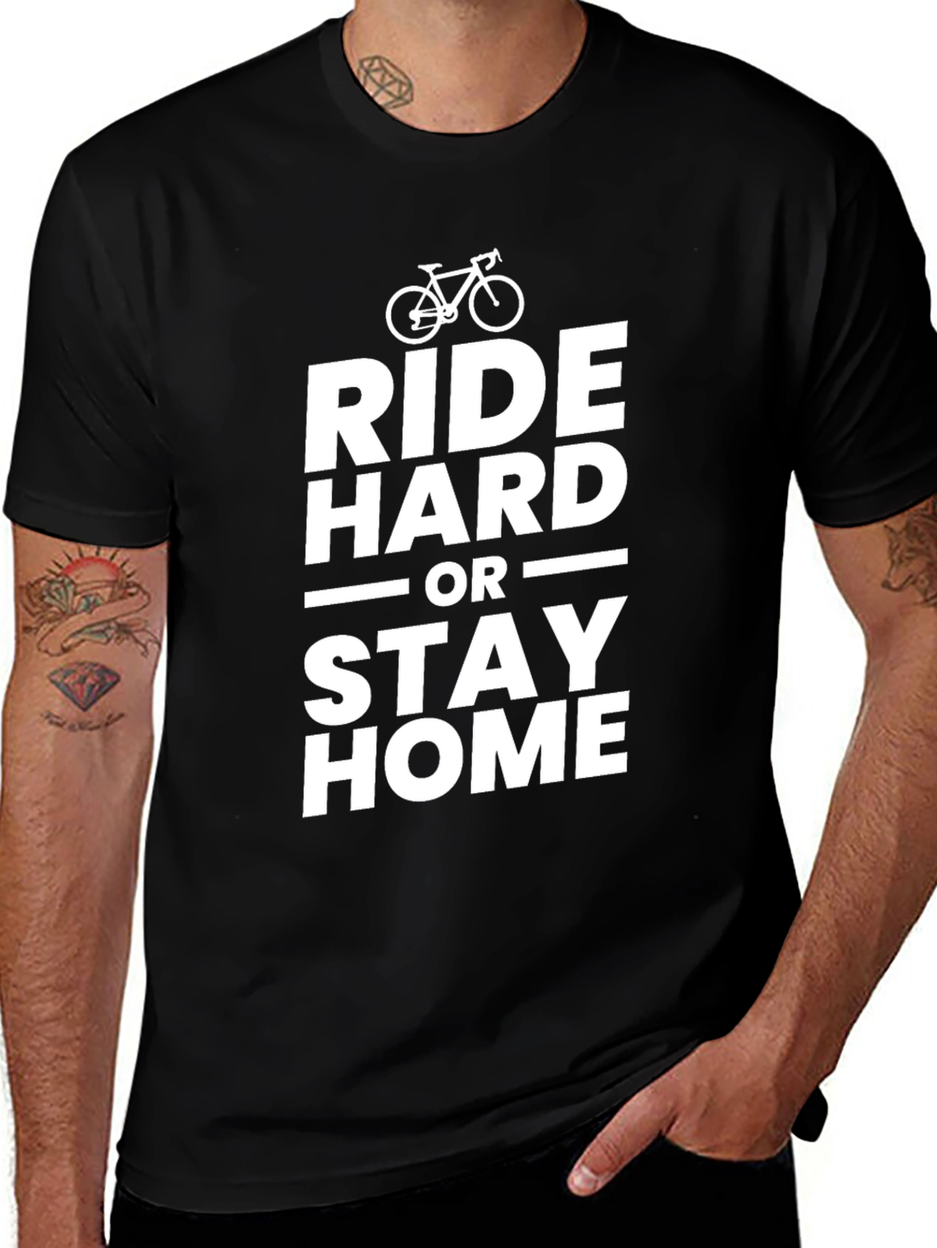 Variant 24 of Ride Hard T-Shirt - Black Cycling Graphic Tee
