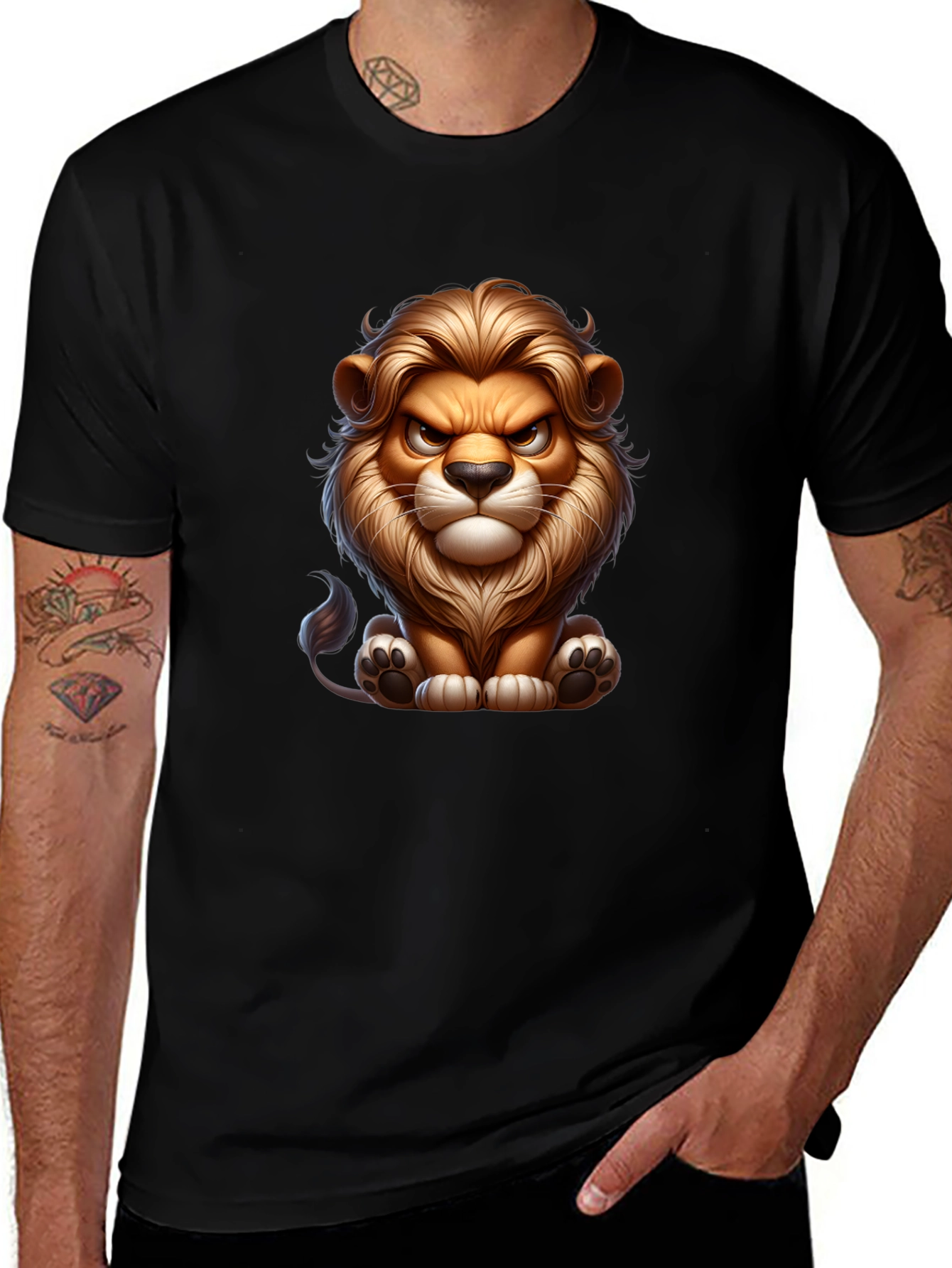Variant 19 of Cartoon Lion Graphic Tee - Cool Animal Design