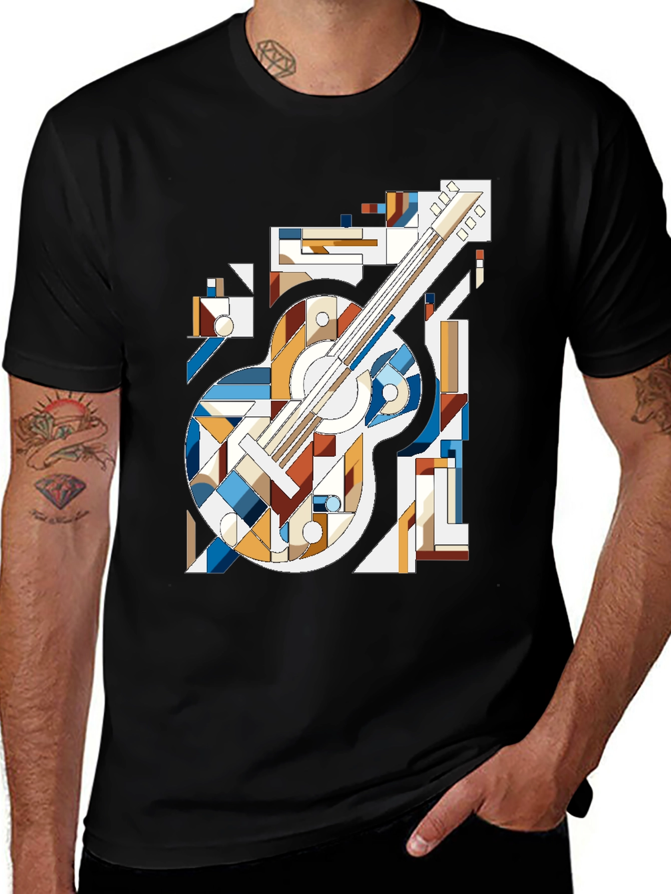 Variant 20 of Abstract Guitar Graphic Tee - Modern Music Shirt