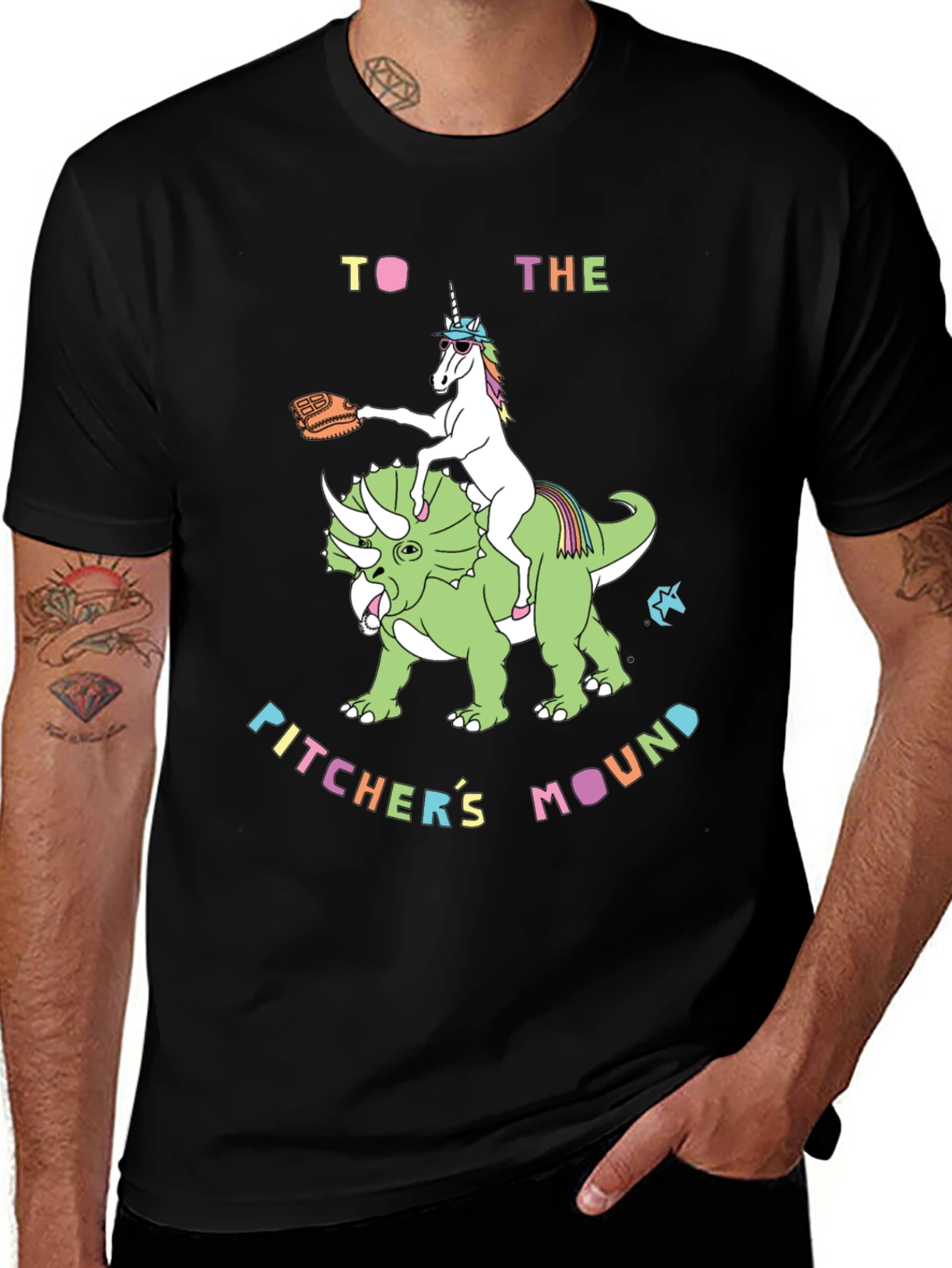 Variant 8 of Unicorn Dinosaur Pitcher's Mound T-Shirt