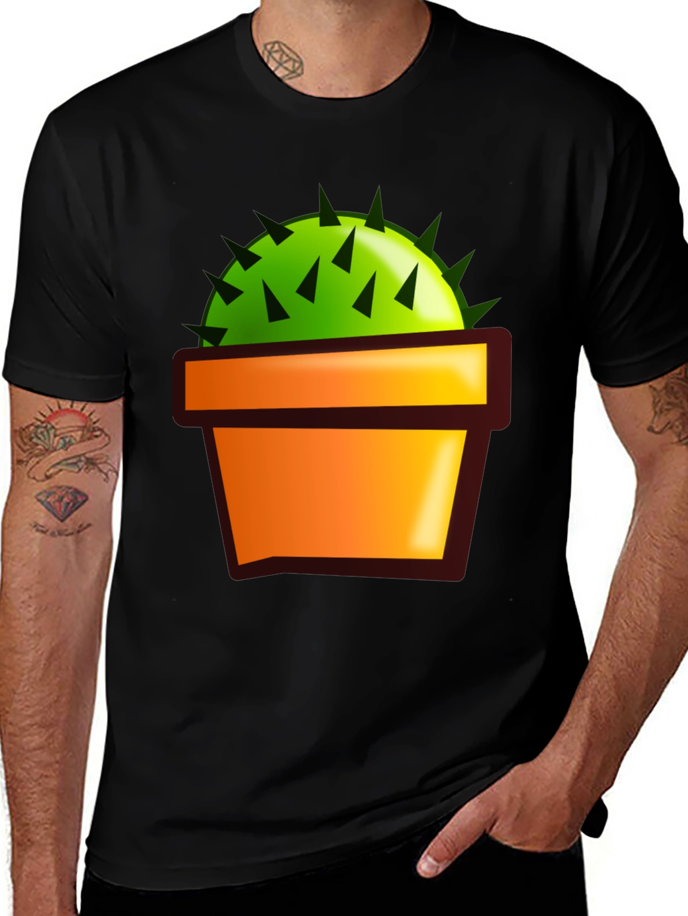 Variant 30 of Cactus in Pot Graphic Tee - Black