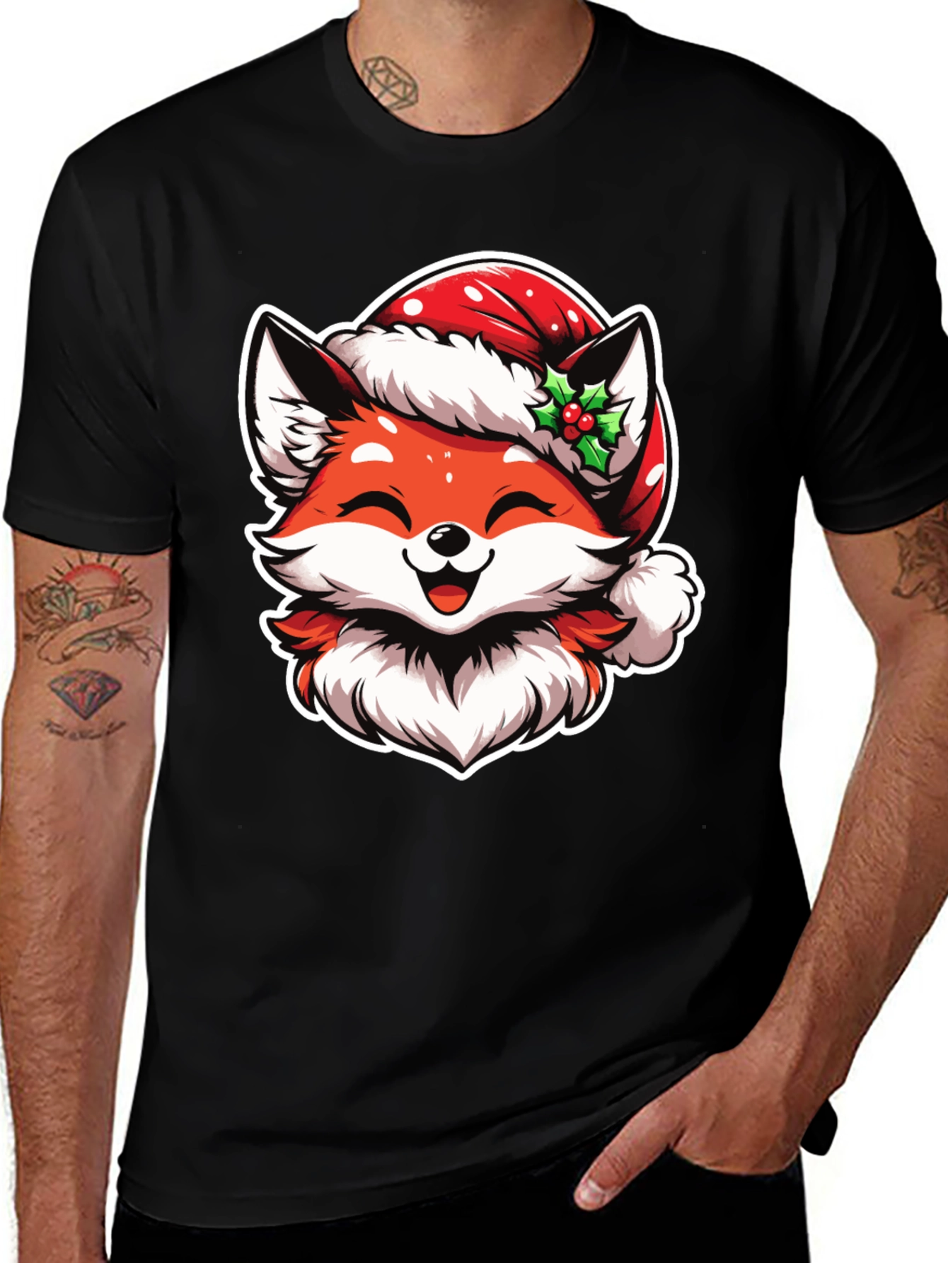 Festive Fox Tee: Christmas Holiday Graphic Shirt