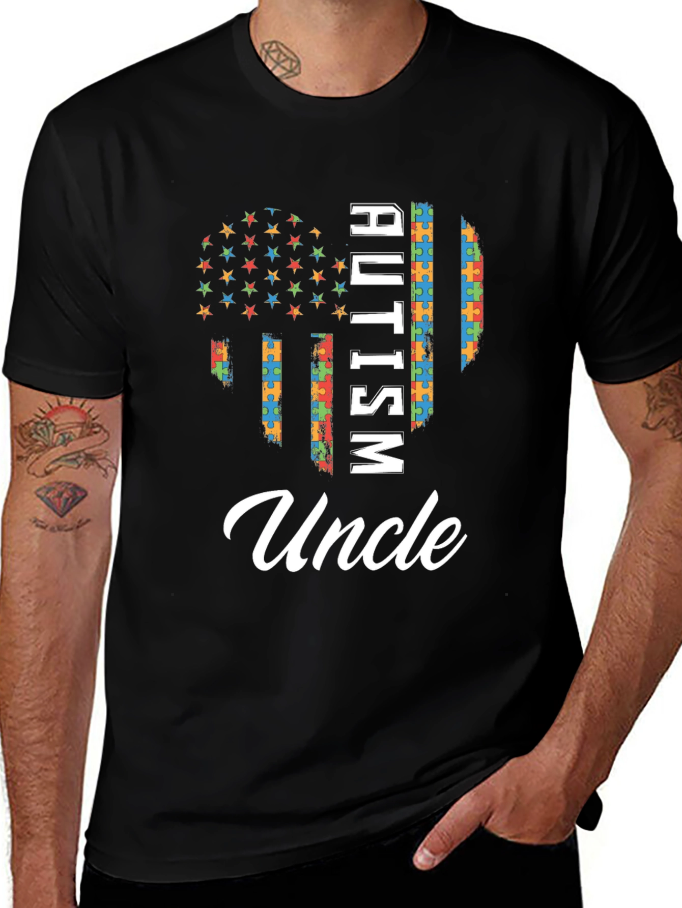 Variant 17 of Autism Awareness Uncle T-Shirt