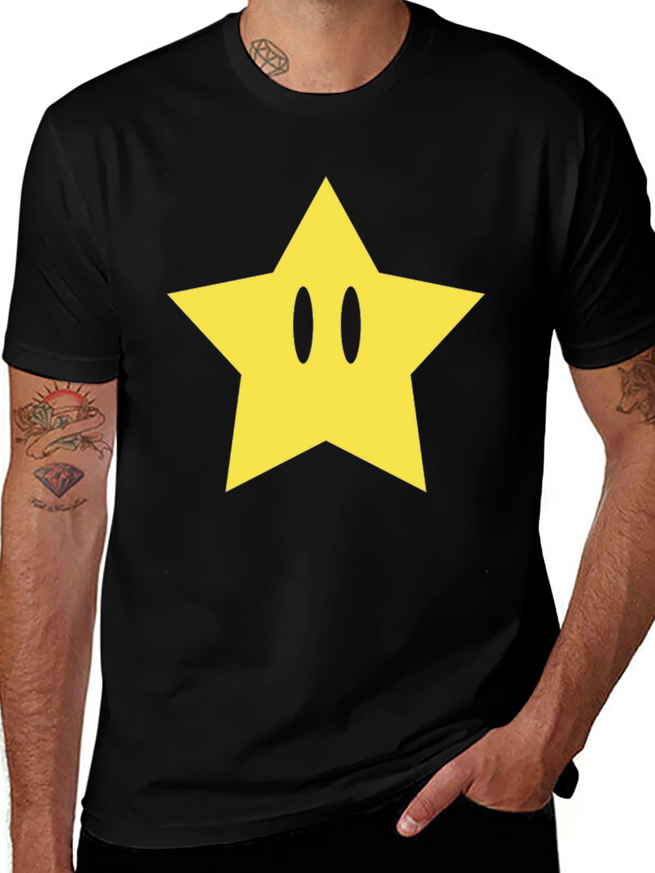 Variant 12 of Black T-Shirt with Yellow Star Graphic