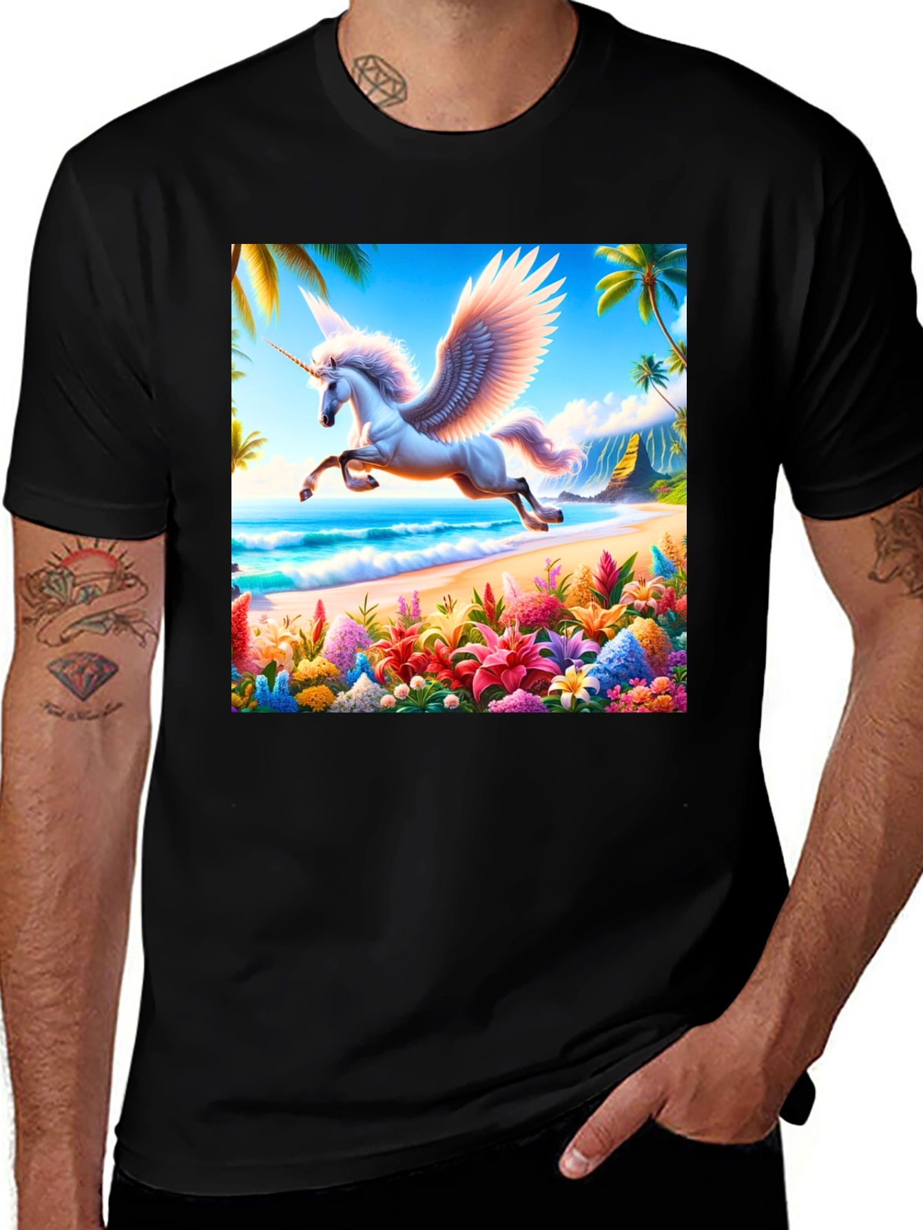 Variant 11 of Unicorn Pegasus Beach T-Shirt