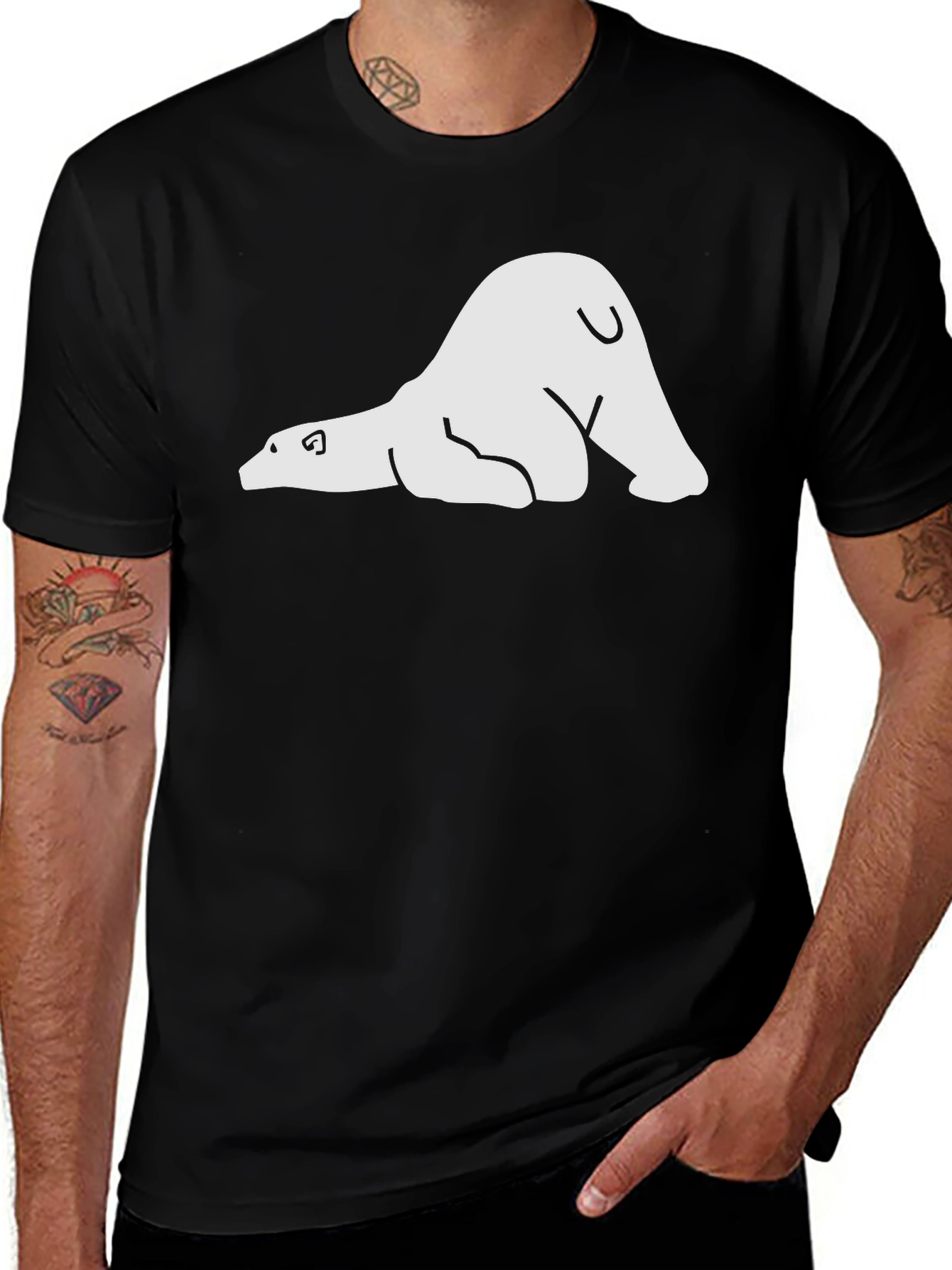 Variant 11 of Cool Polar Bear Graphic Tee - Black Casual Shirt