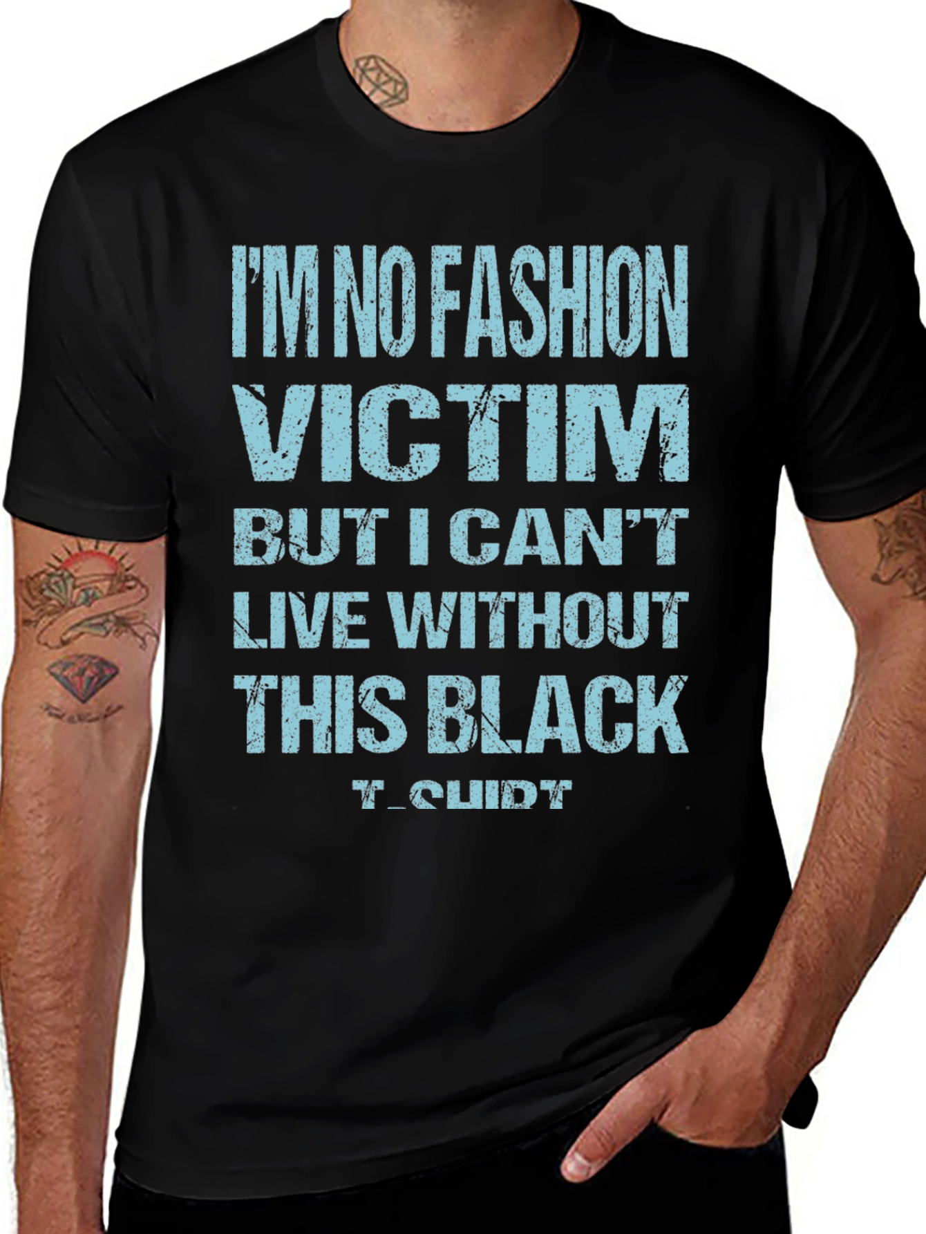 Black Funny 'No Fashion Victim' Black T-Shirt main image