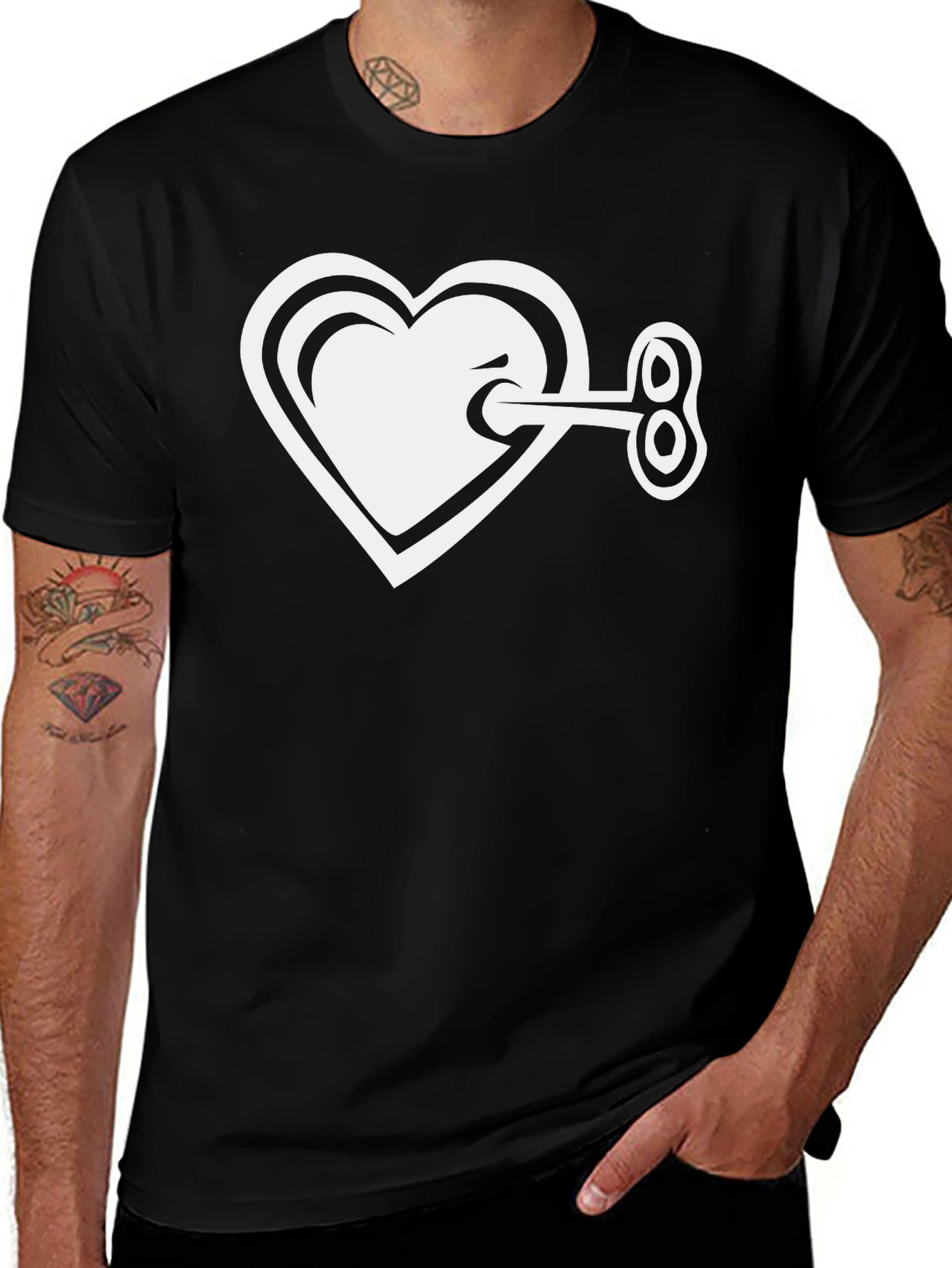 Variant 28 of Heart Key Graphic Tee - Unlock Your Style!
