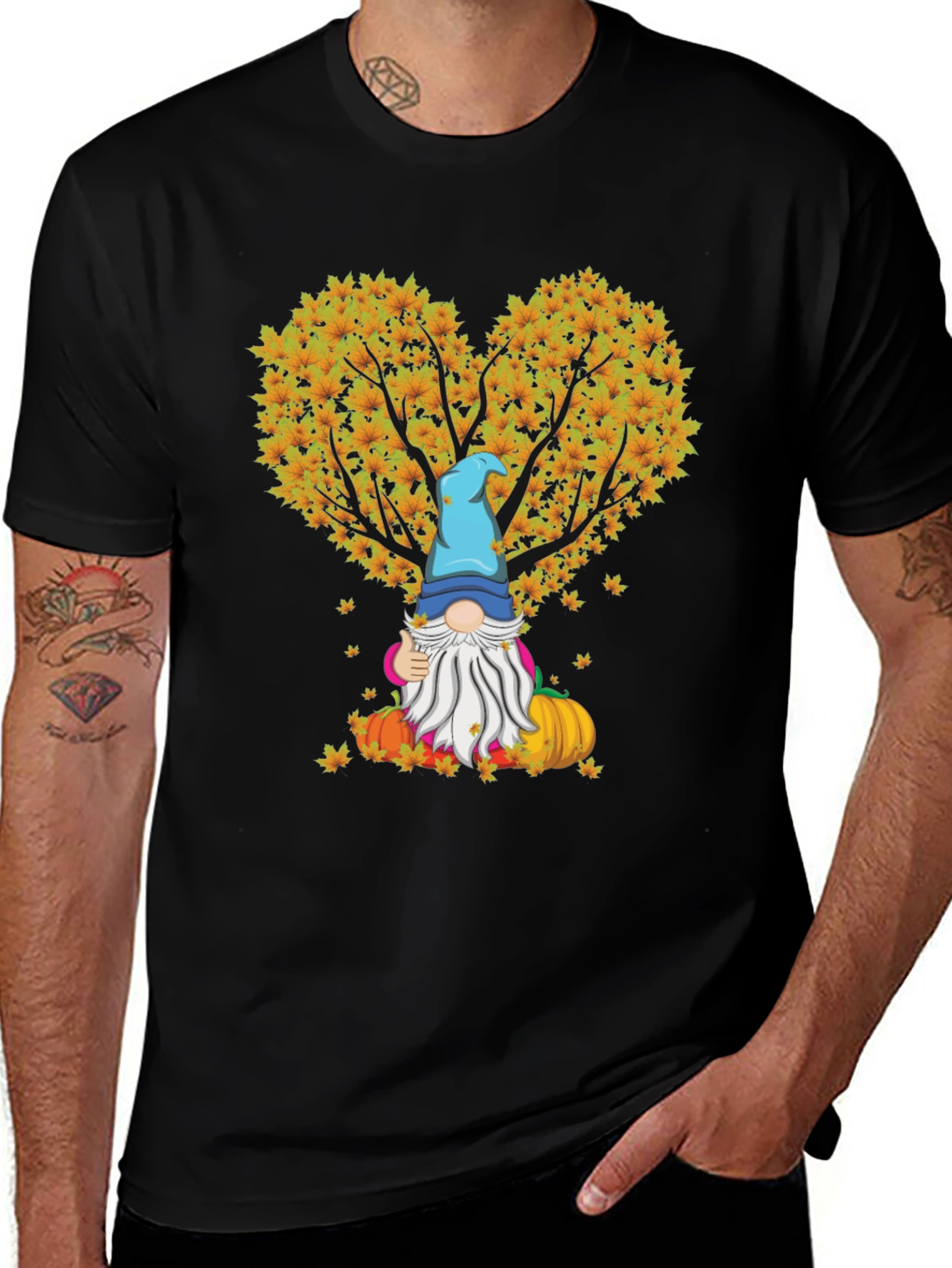 Variant 26 of Autumn Gnome T-Shirt - Fall Heart Tree Design
