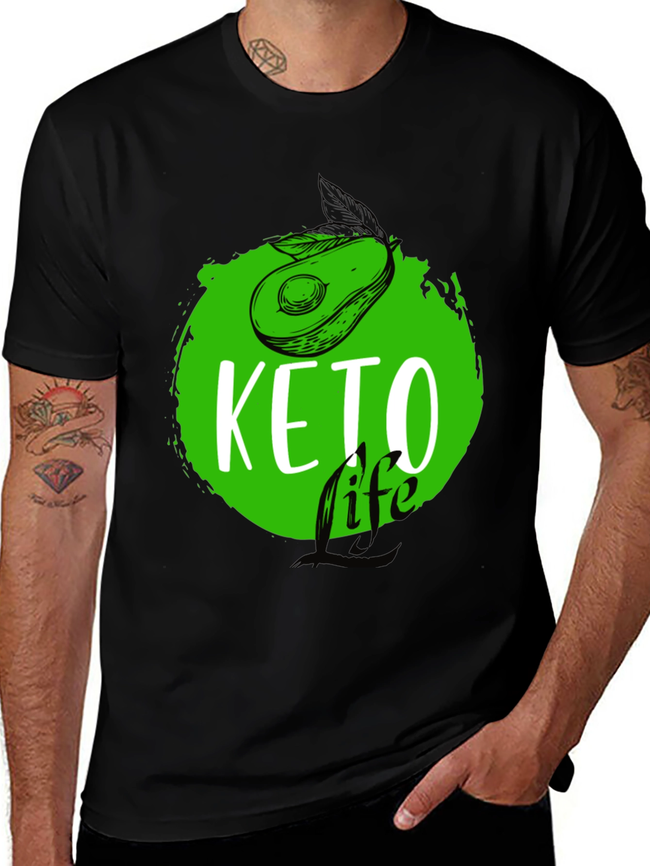 Keto Life Avocado Graphic T-Shirt - Black