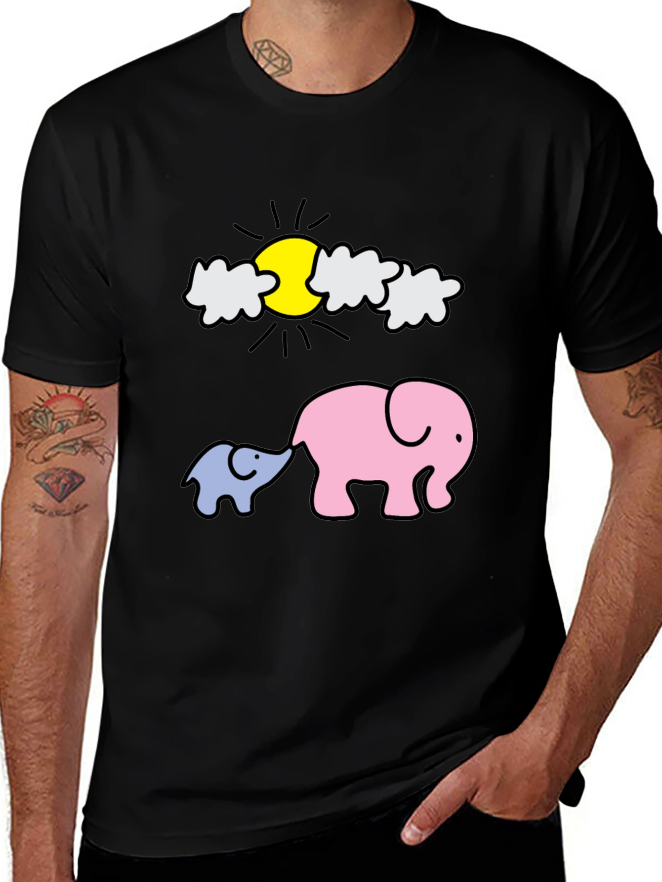 Variant 28 of Cute Elephant Family Graphic Tee