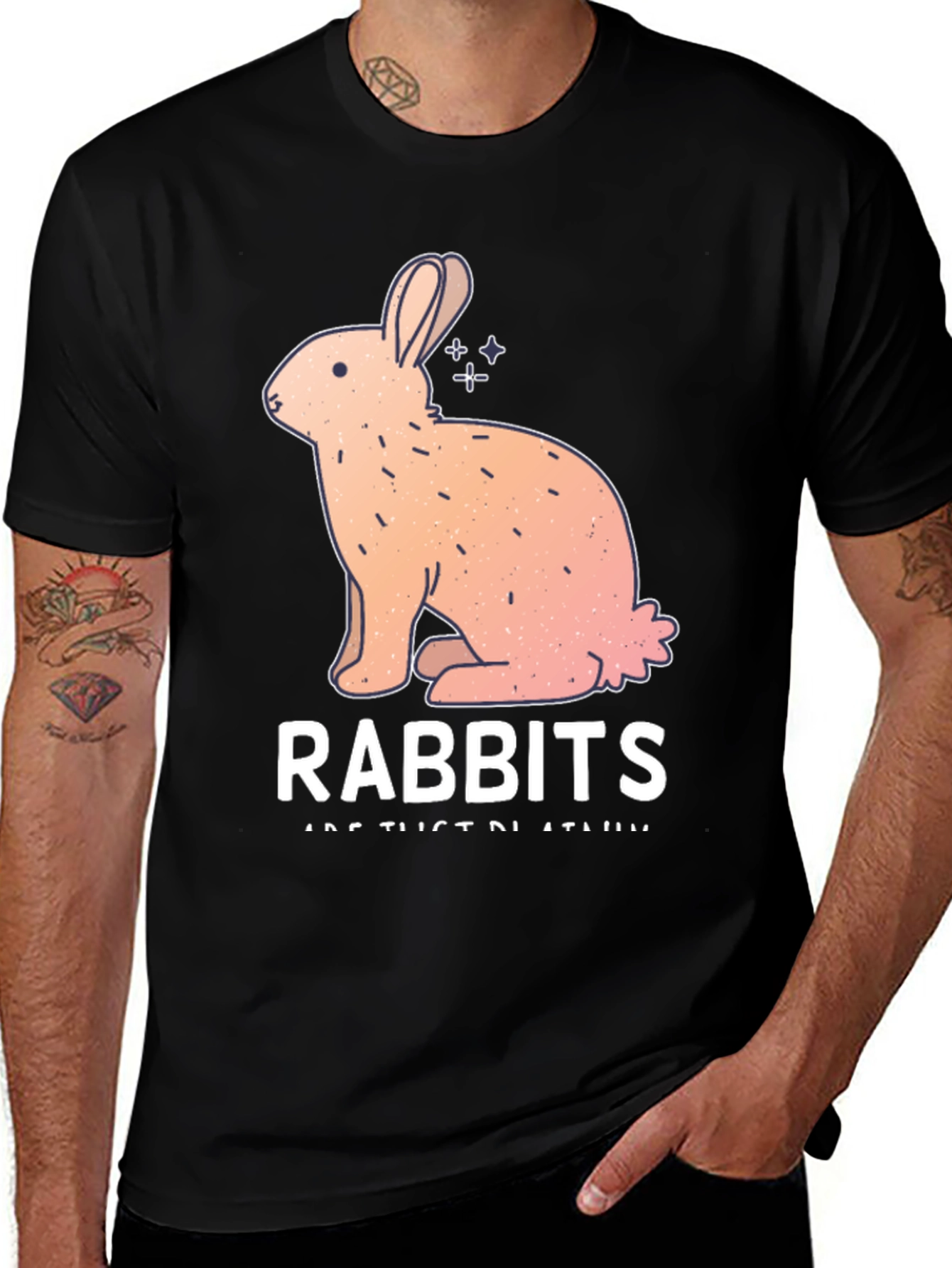 Variant 21 of Rabbit Graphic Print Black T-Shirt