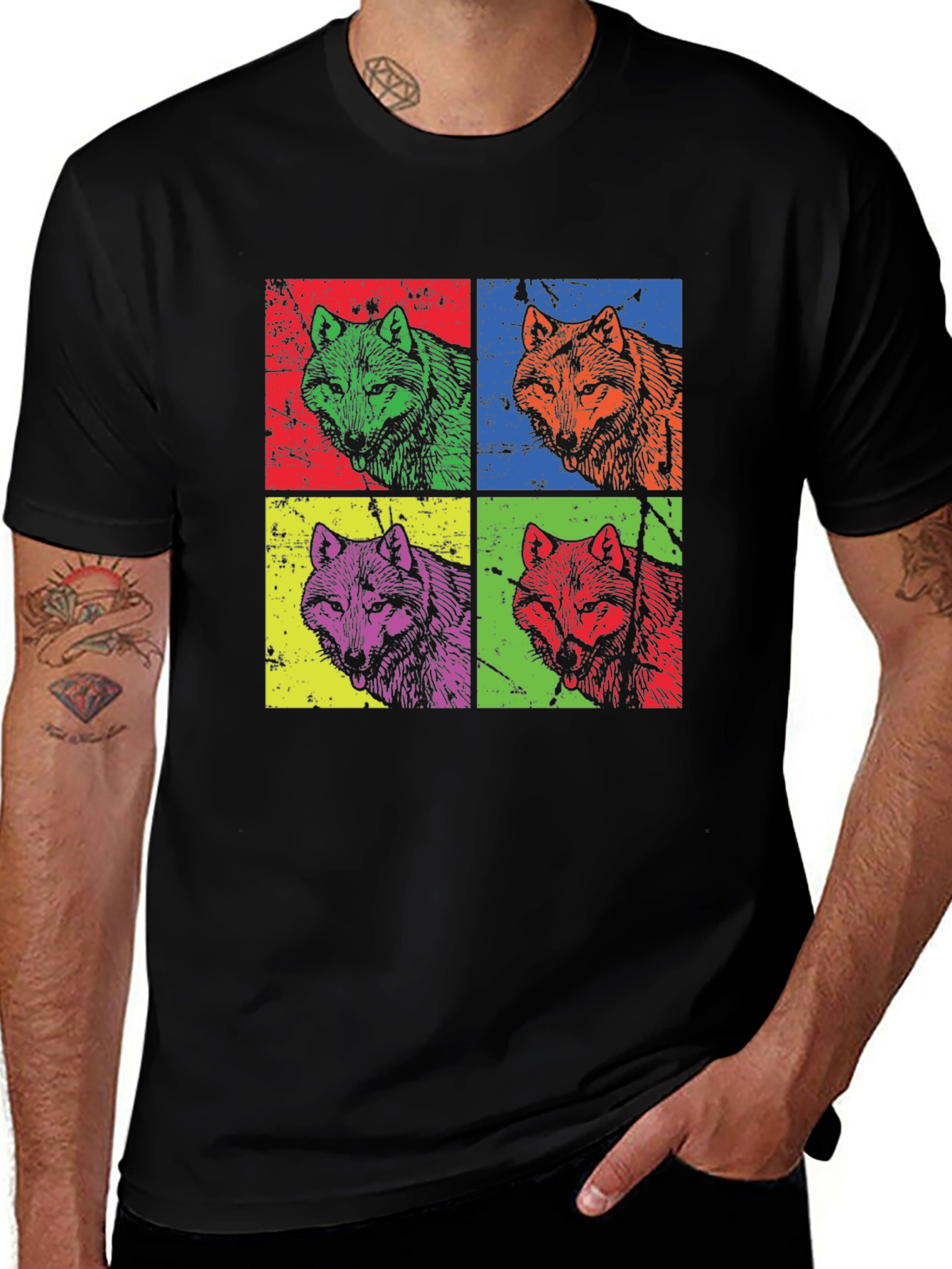 Variant 29 of Pop Art Wolf Graphic T-Shirt - Bold Animal Print