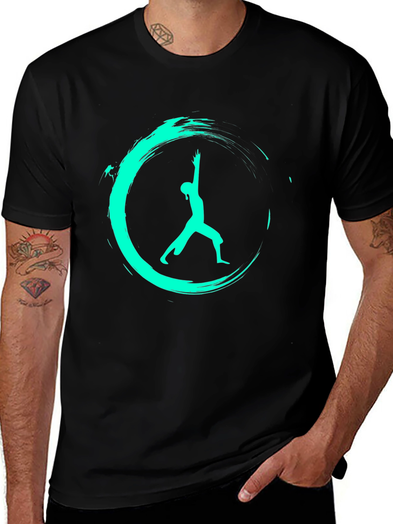 Variant 18 of Zen Warrior T-Shirt - Black Yoga Pose Tee