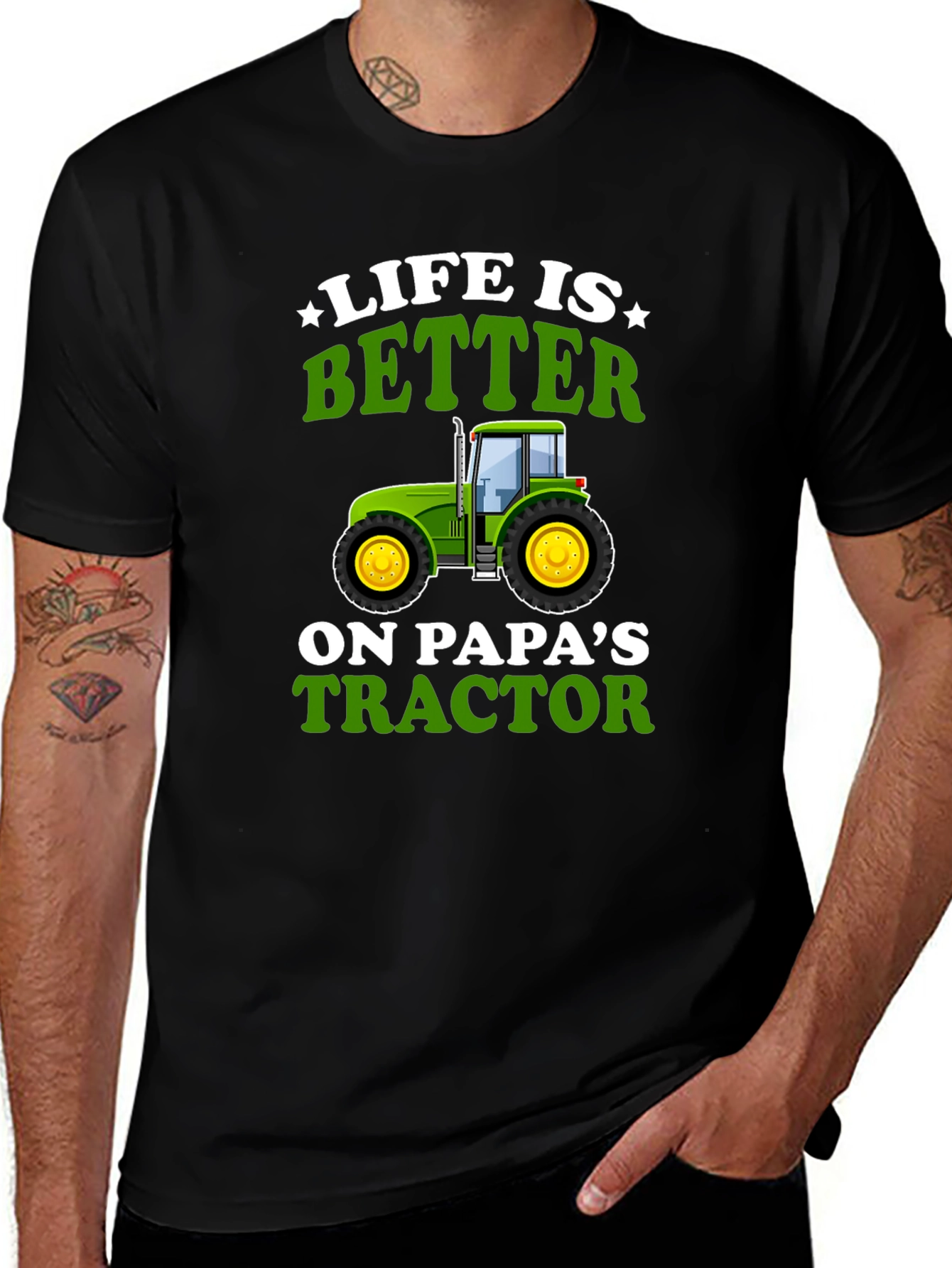 Variant 21 of Life is Better on Papa's Tractor Graphic T-Shirt