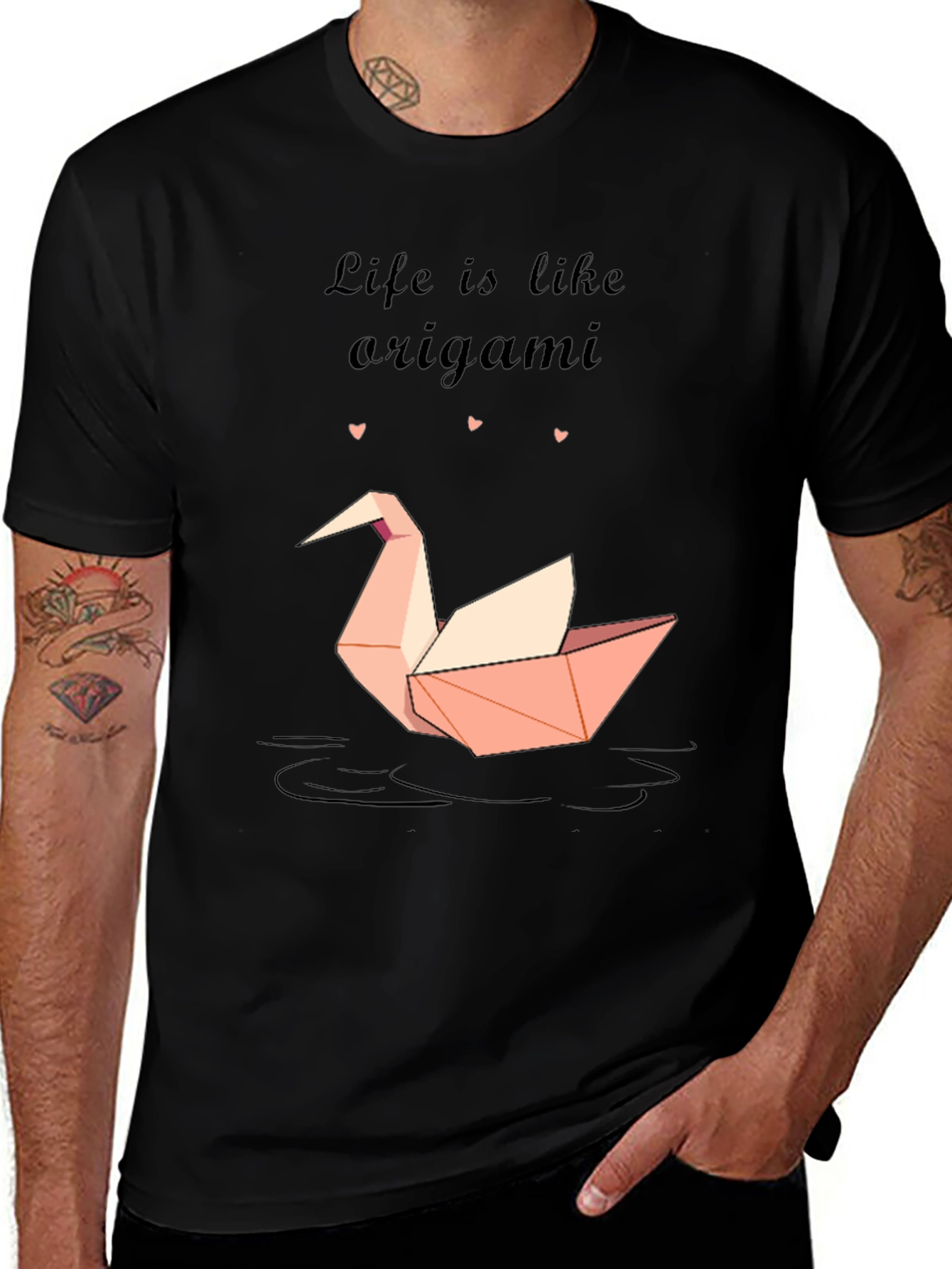 Variant 5 of Origami Swan Graphic Tee - Life is Like Origami