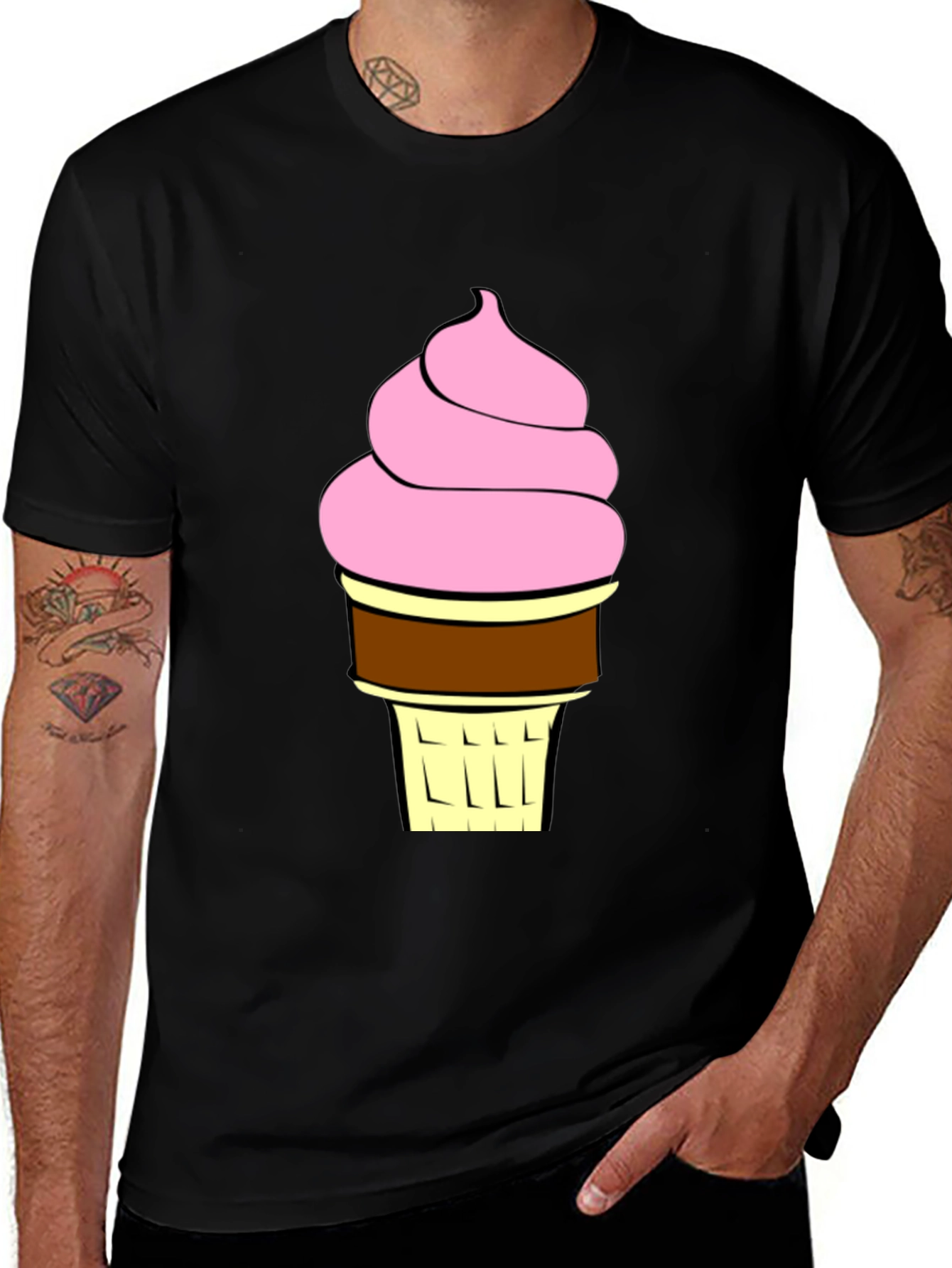 Variant 28 of Ice Cream Graphic T-Shirt - Black