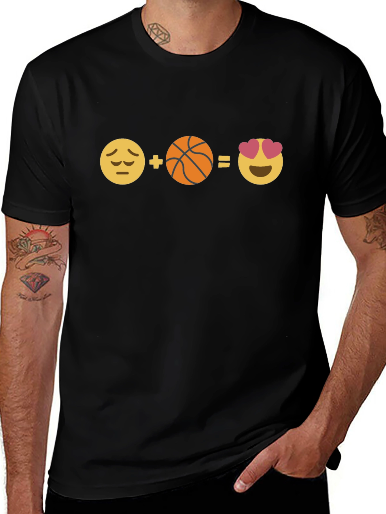 Variant 19 of Basketball Emoji Graphic Tee - Black Cotton Comfort