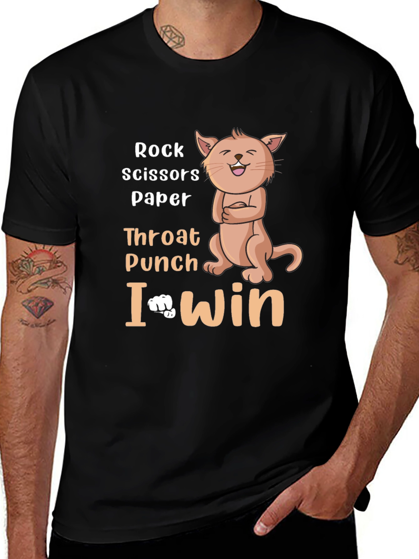 Variant 30 of Rock, Paper, Scissors Funny Cat Graphic T-Shirt