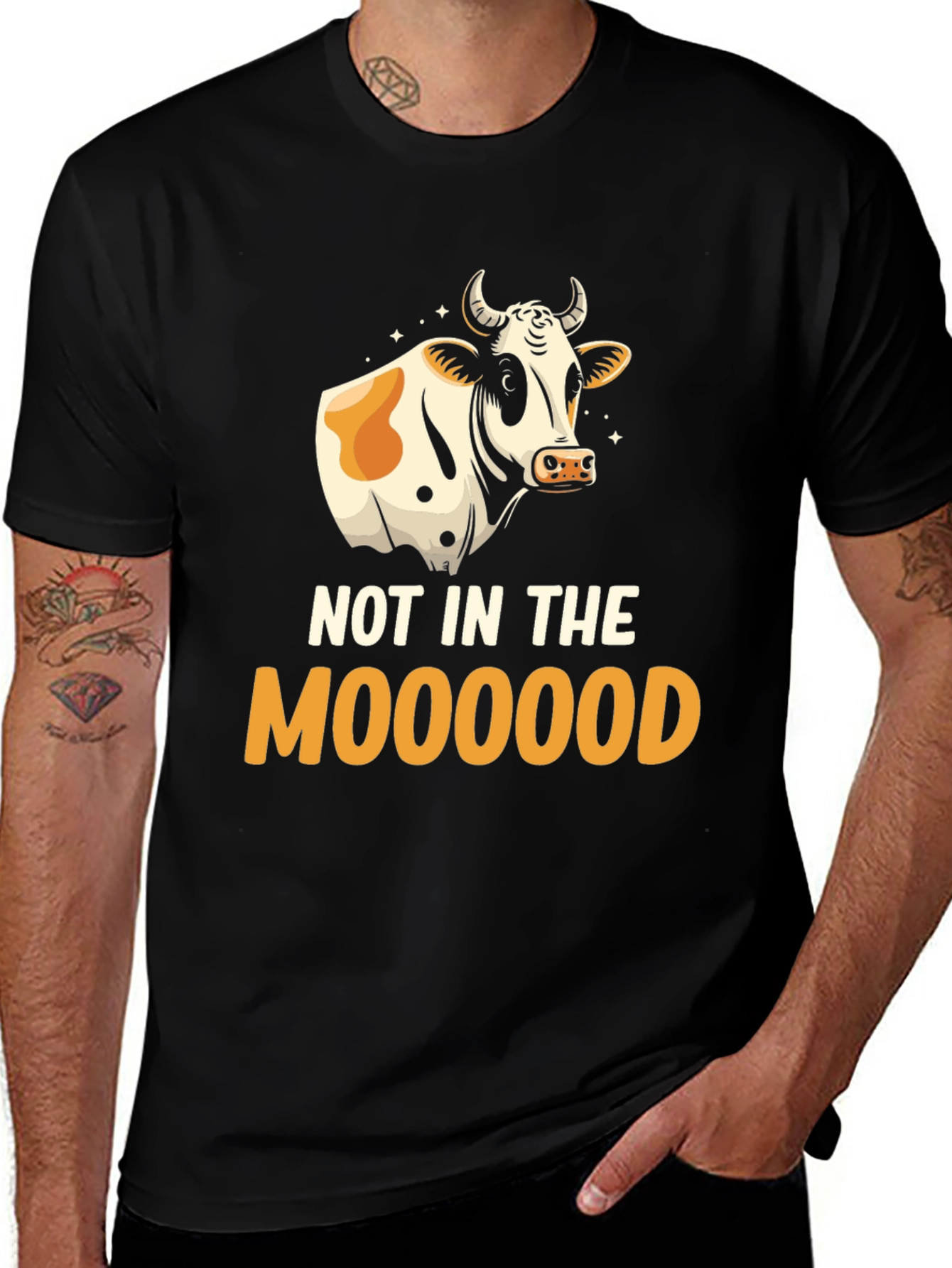Variant 20 of Not In The Moooood T-Shirt - Funny Cow Graphic Tee