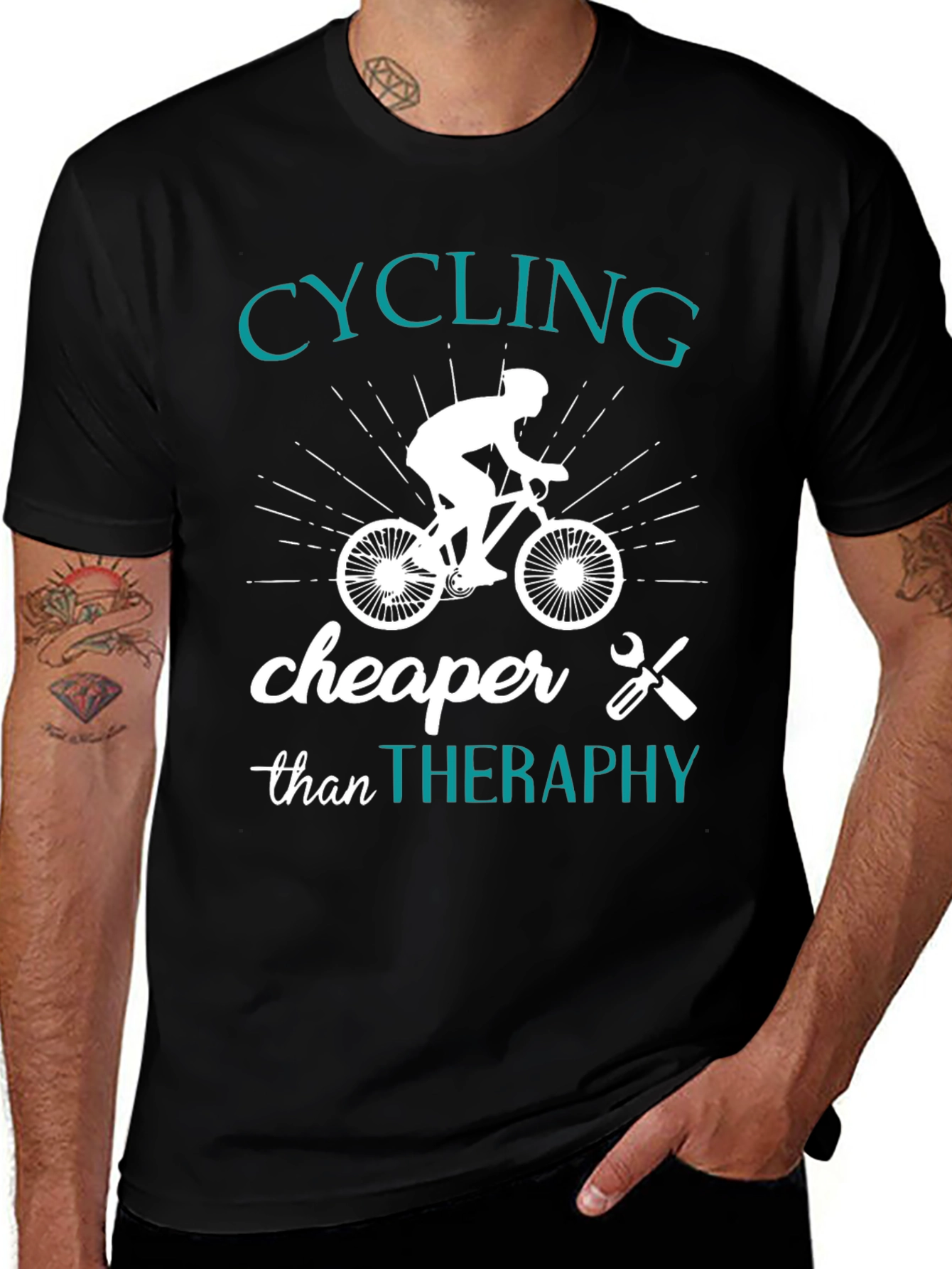Variant 14 of Cycling Cheaper Than Therapy Graphic T-Shirt