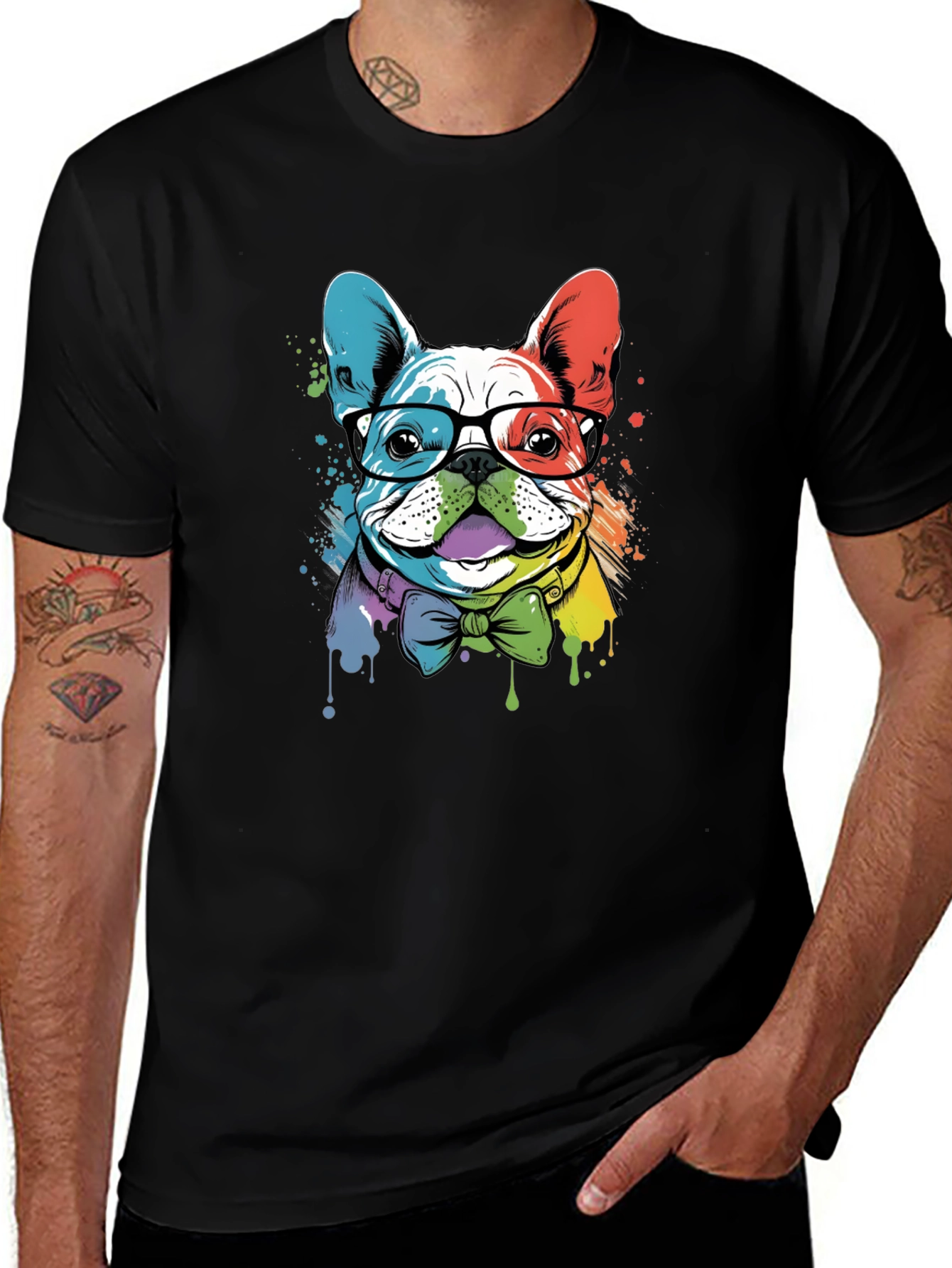 Black Cool Bulldog Graphic Tee - Modern Design main image