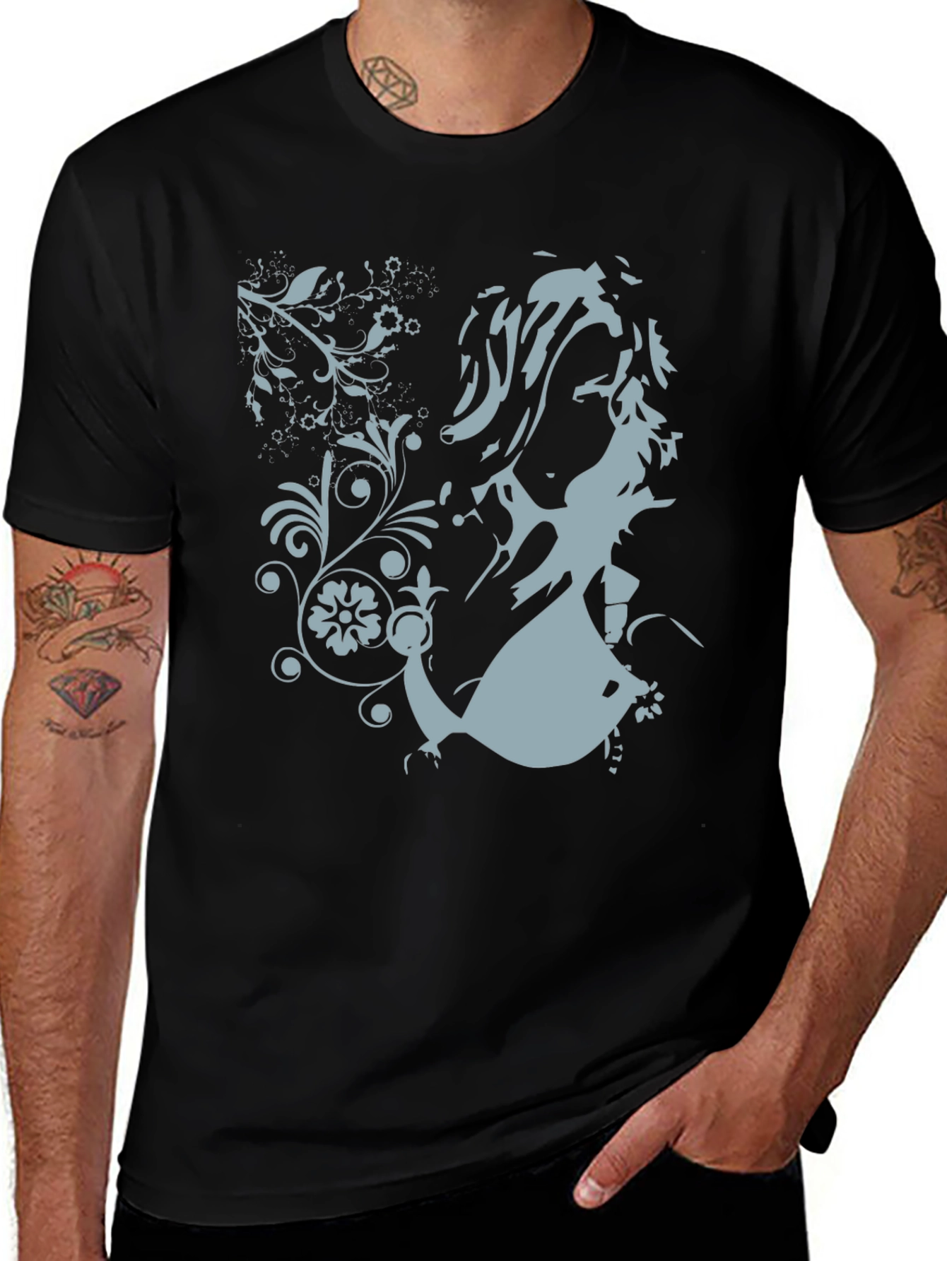 Variant 4 of Stylish Graphic Print Black Cotton T-Shirt