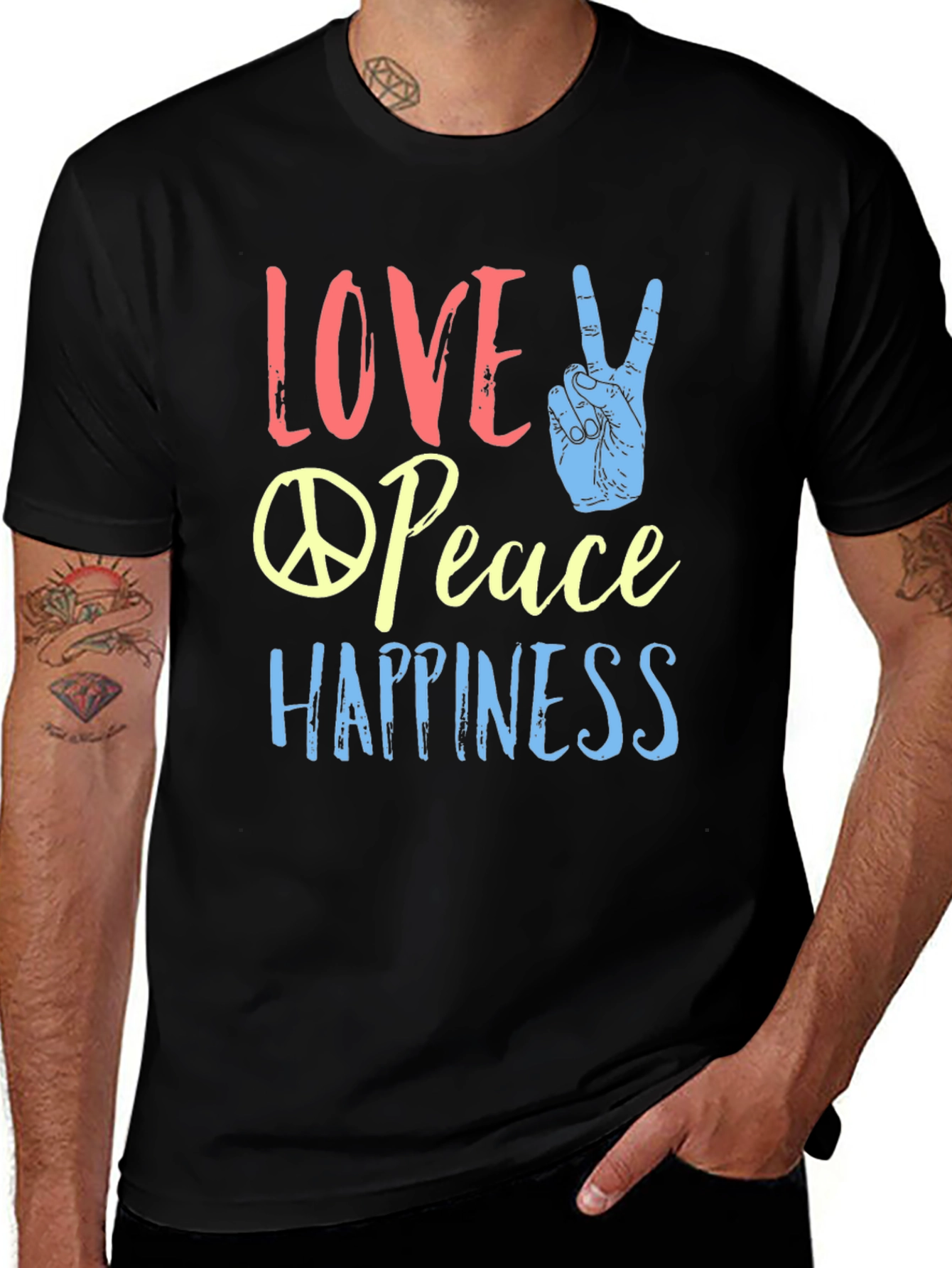 Variant 24 of Love Peace Happiness Graphic T-Shirt