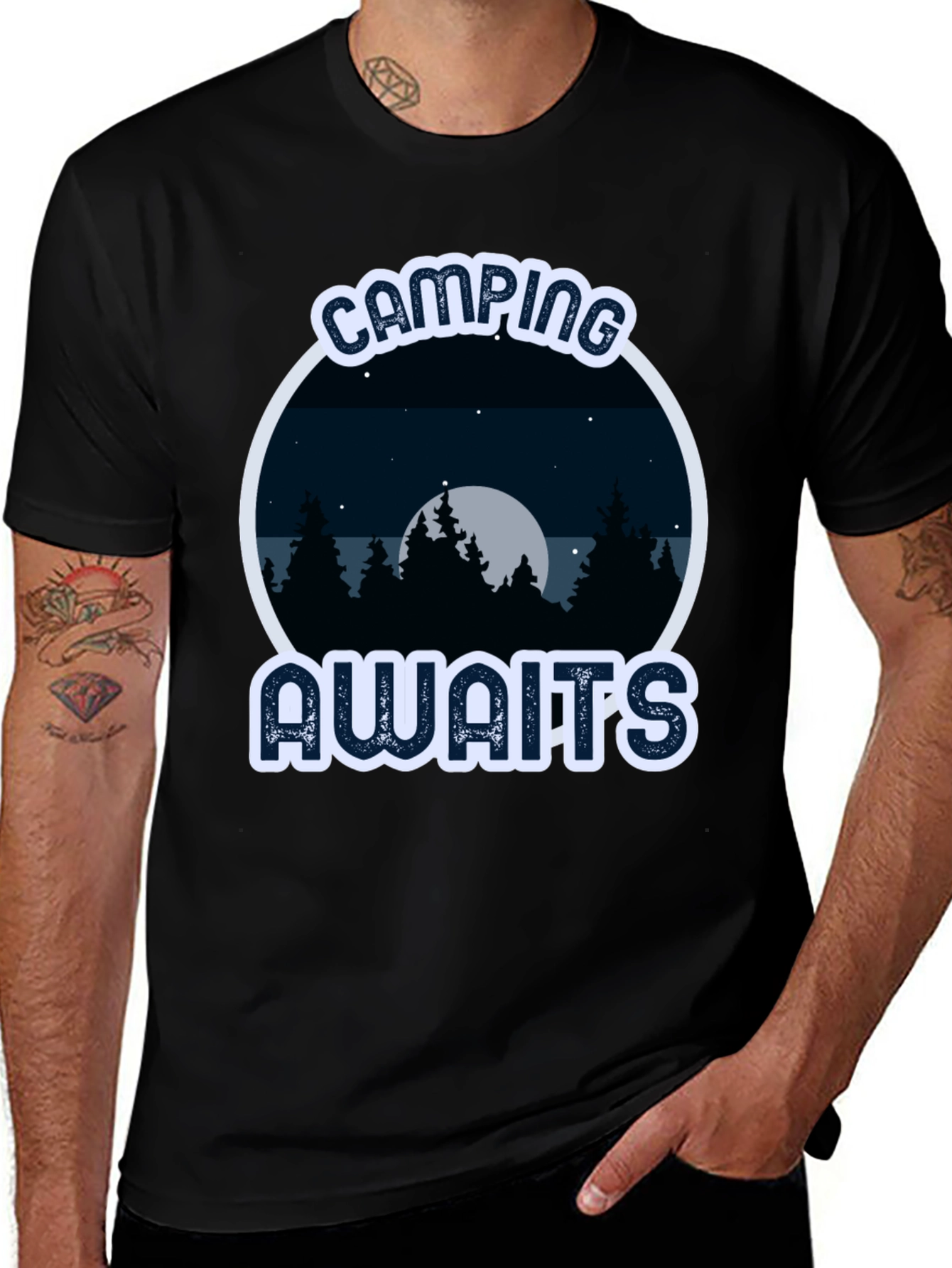 Variant 18 of Camping Awaits Graphic Tee - Nature Adventure Shirt