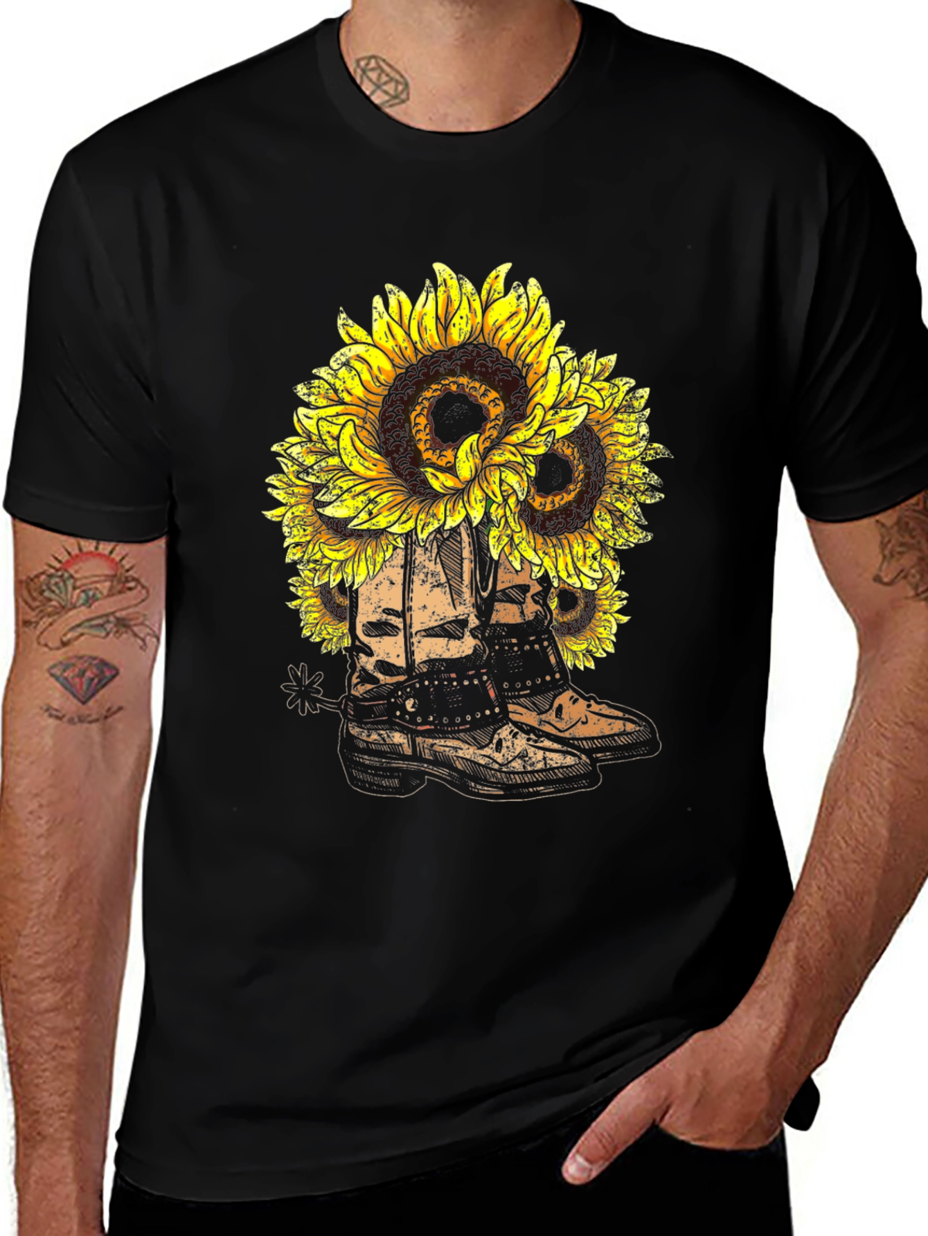 Variant 30 of Sunflower Cowboy Boots Graphic Tee