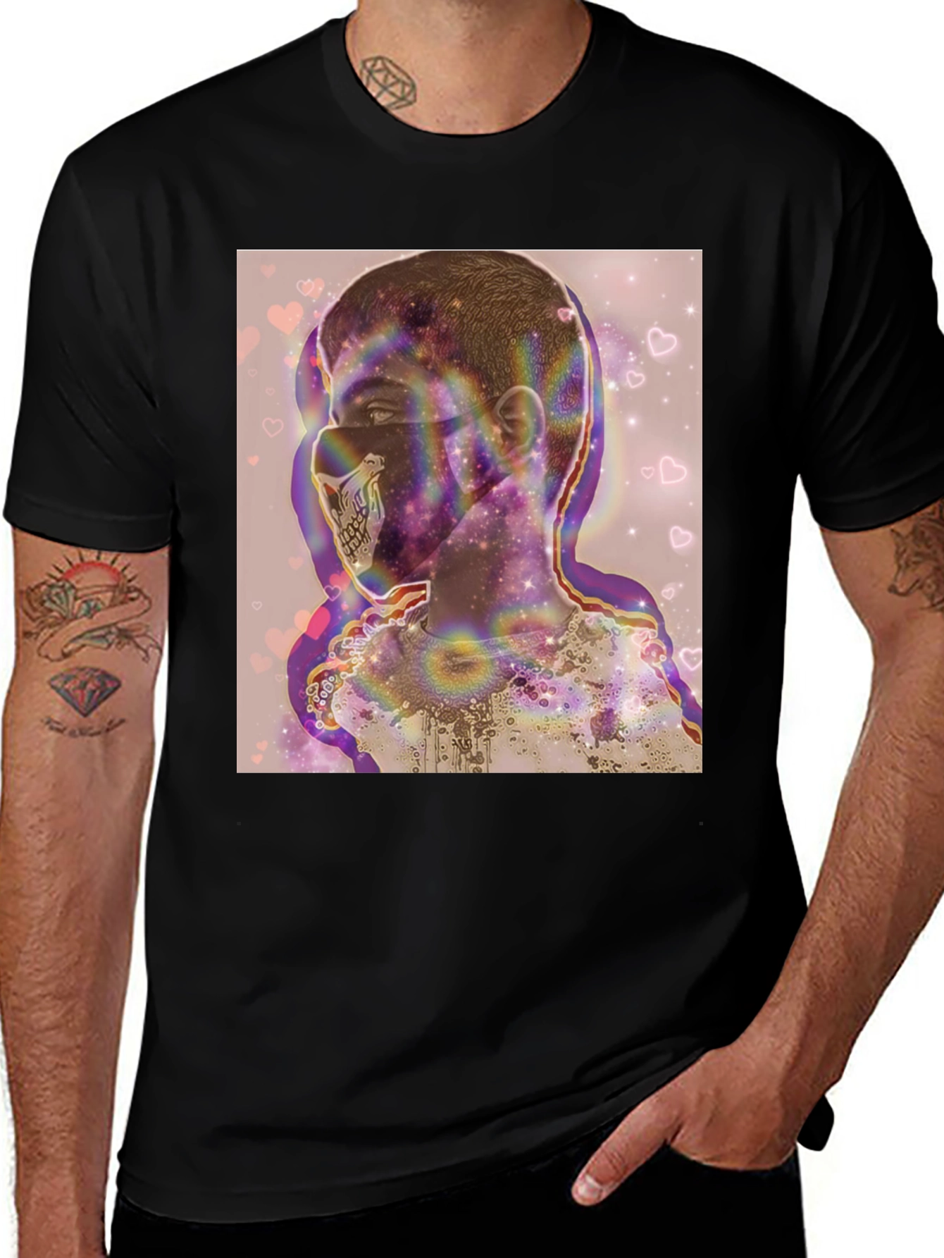 Variant 14 of Psychedelic Skull Mask Graphic Tee
