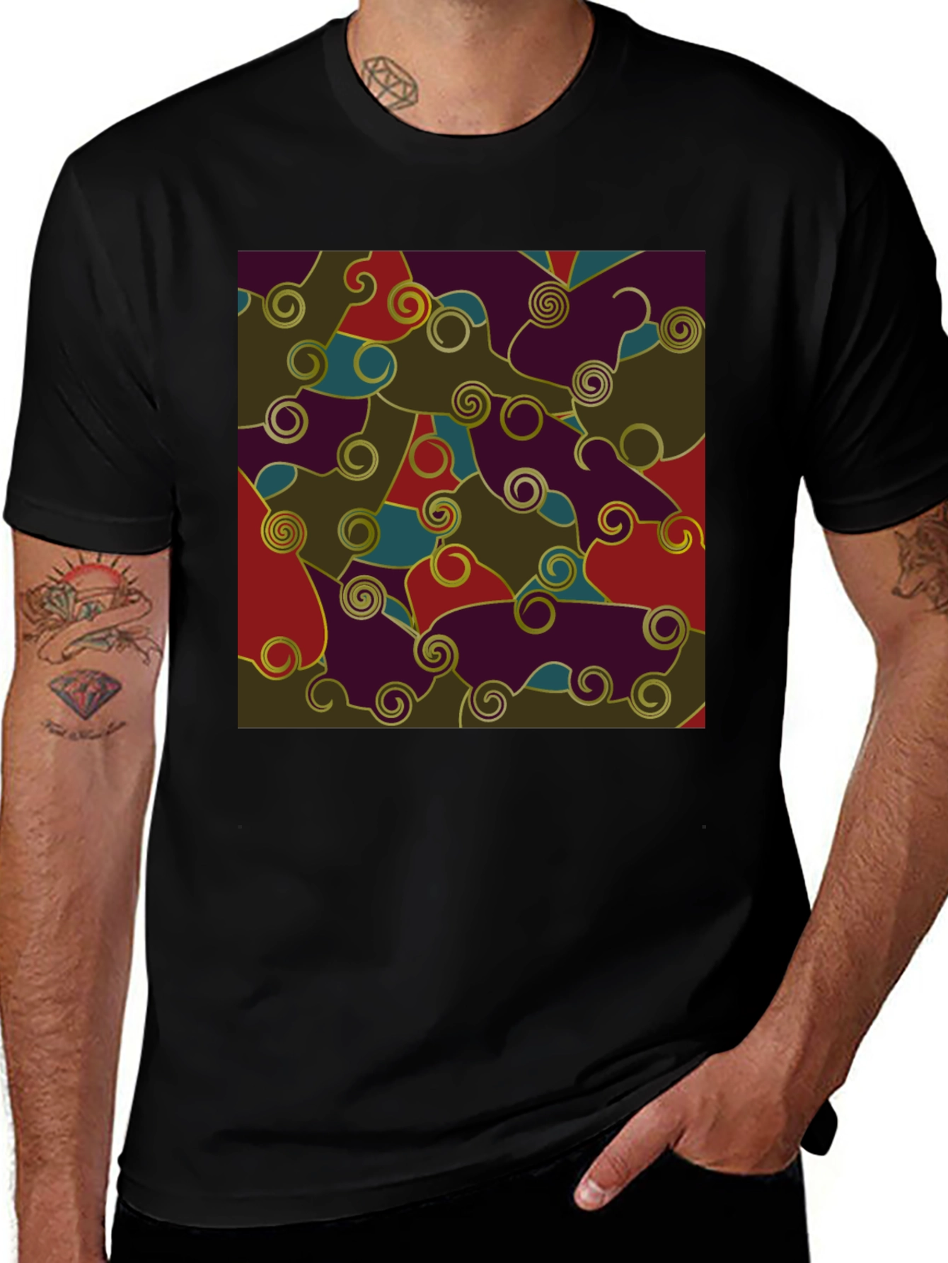 Black Abstract Pattern Black T-Shirt main image