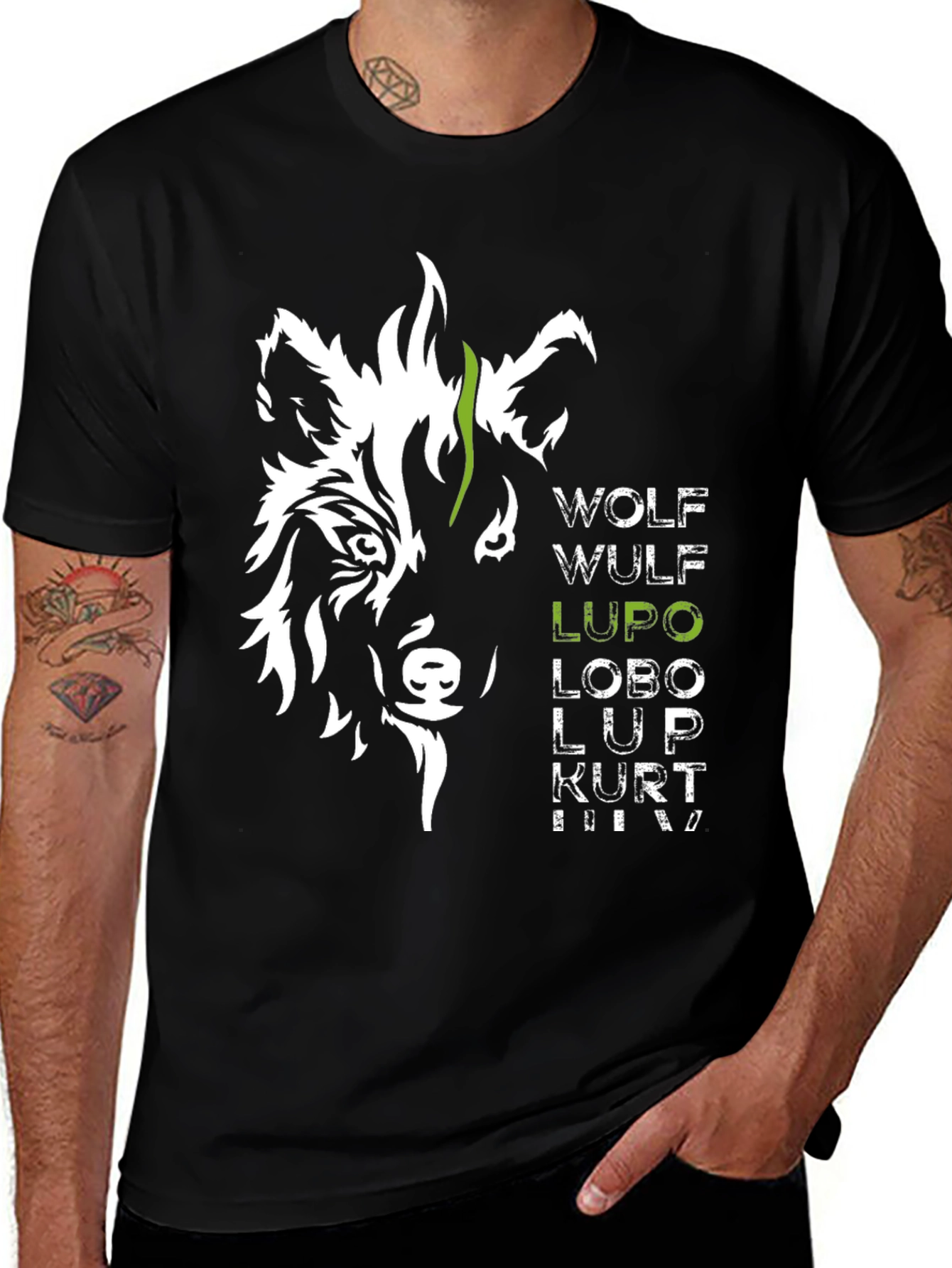 Variant 25 of Wolf Names T-Shirt - Black