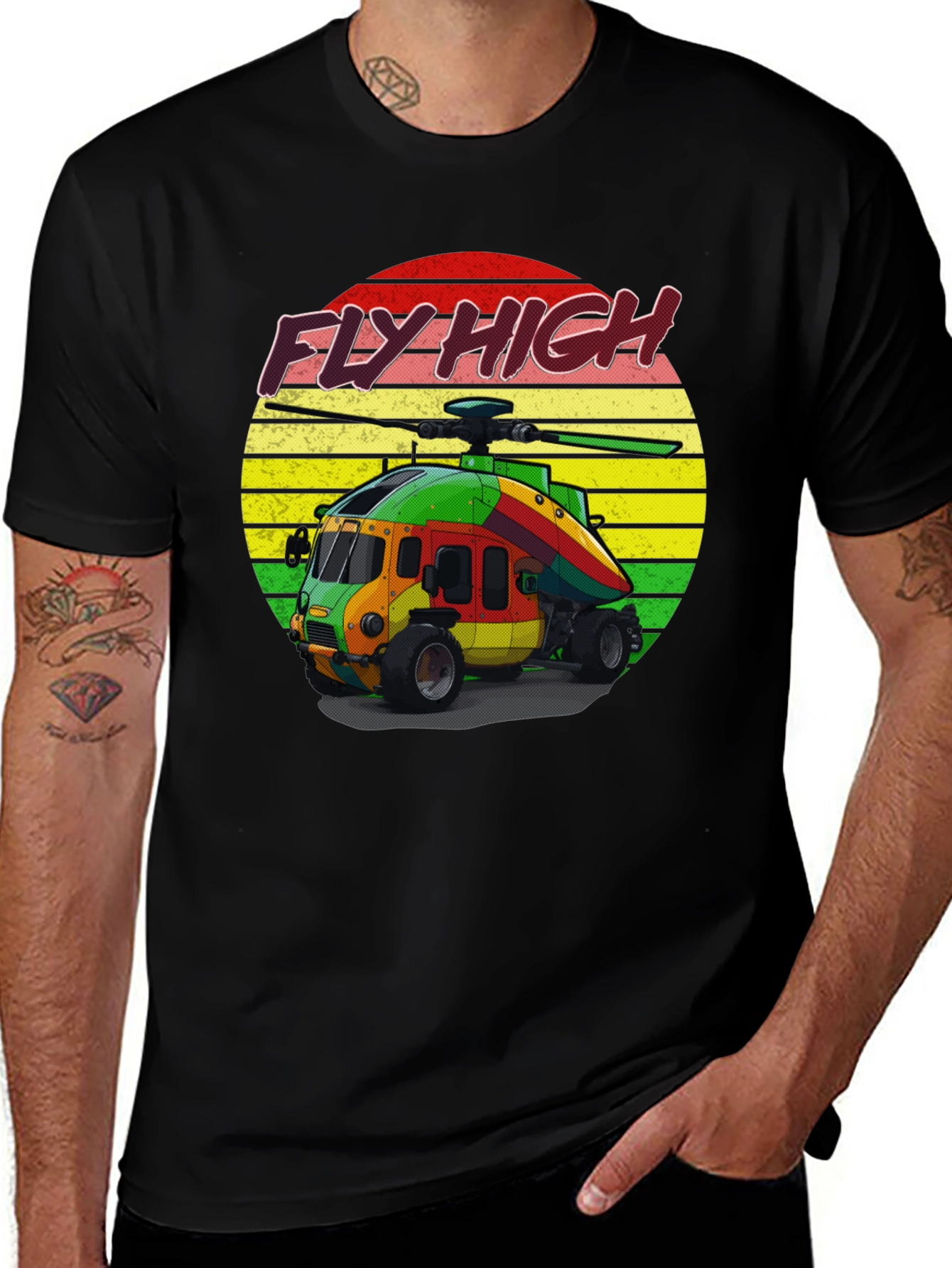 Variant 5 of Fly High Helicopter Graphic Tee - Black