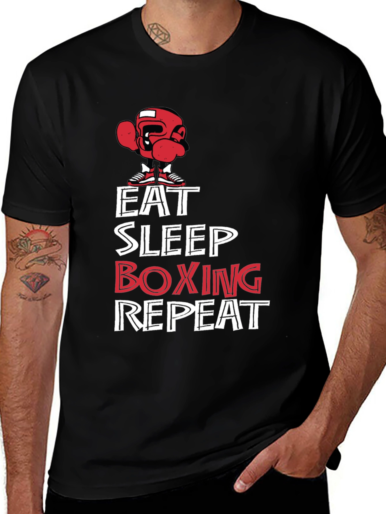 Variant 8 of Eat Sleep Boxing Repeat Black Graphic T-Shirt