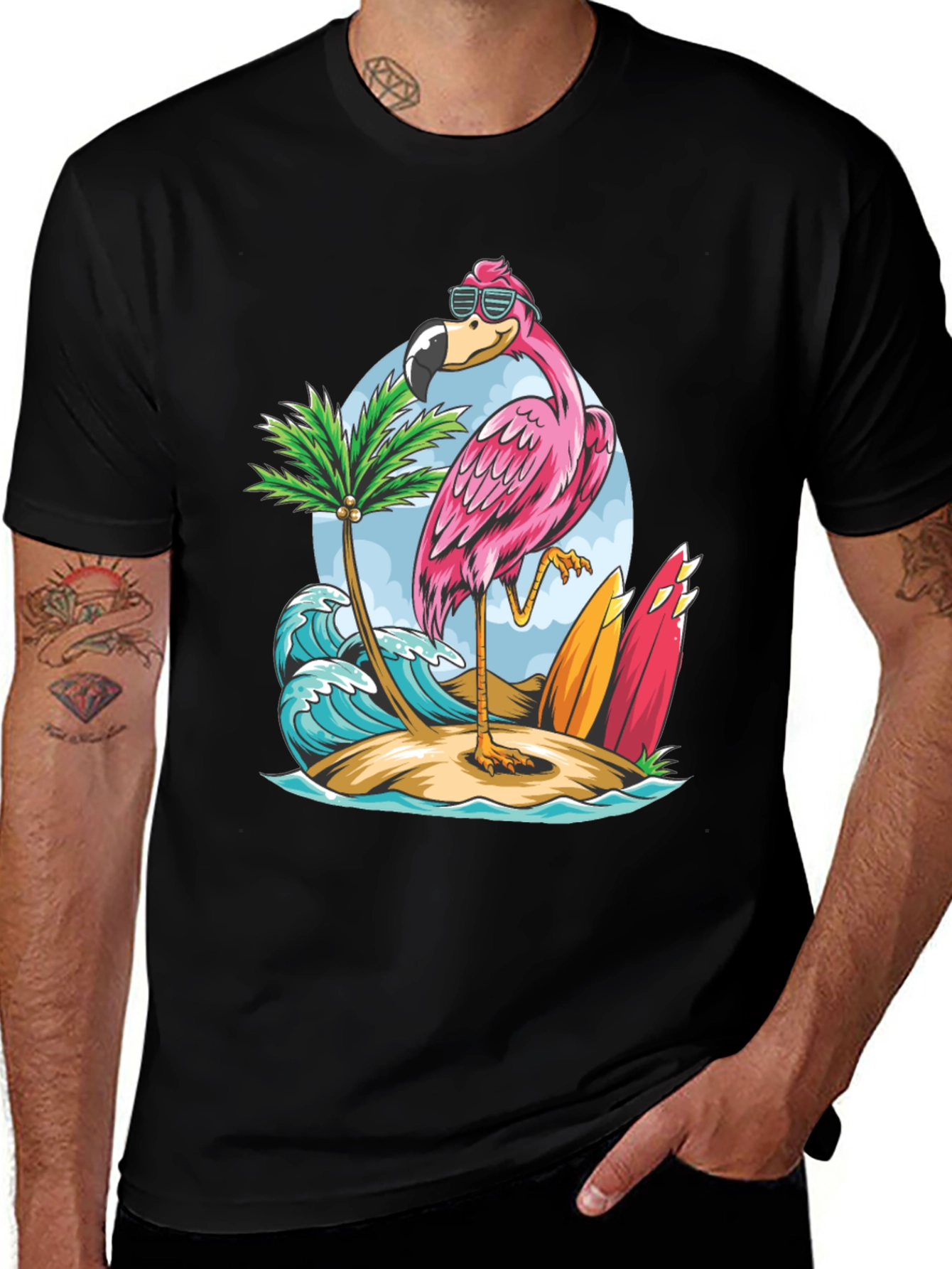 Tropical Flamingo Graphic Tee - Island Style