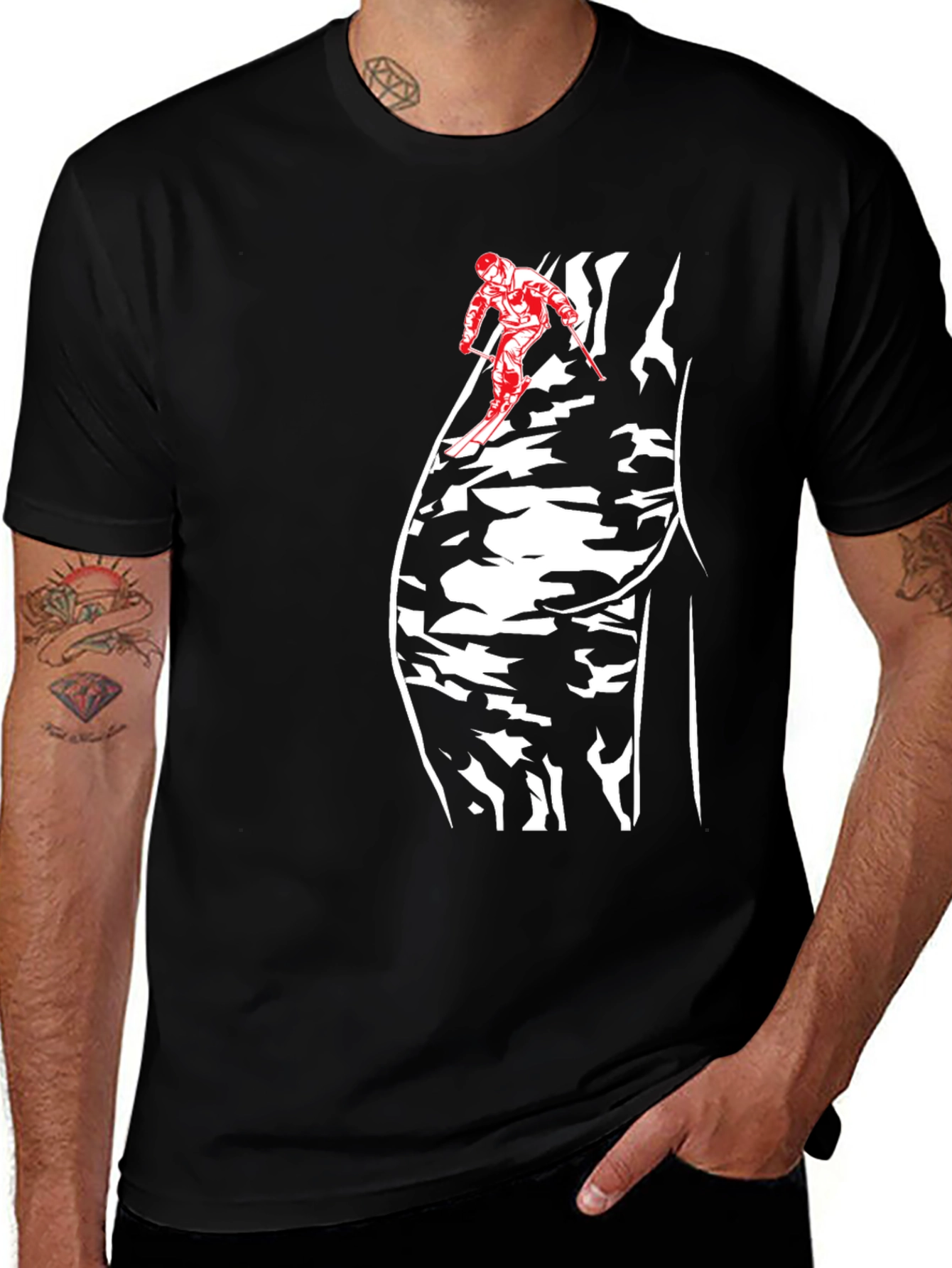 Variant 20 of Skier Camo Graphic T-Shirt - Unique Design Tee