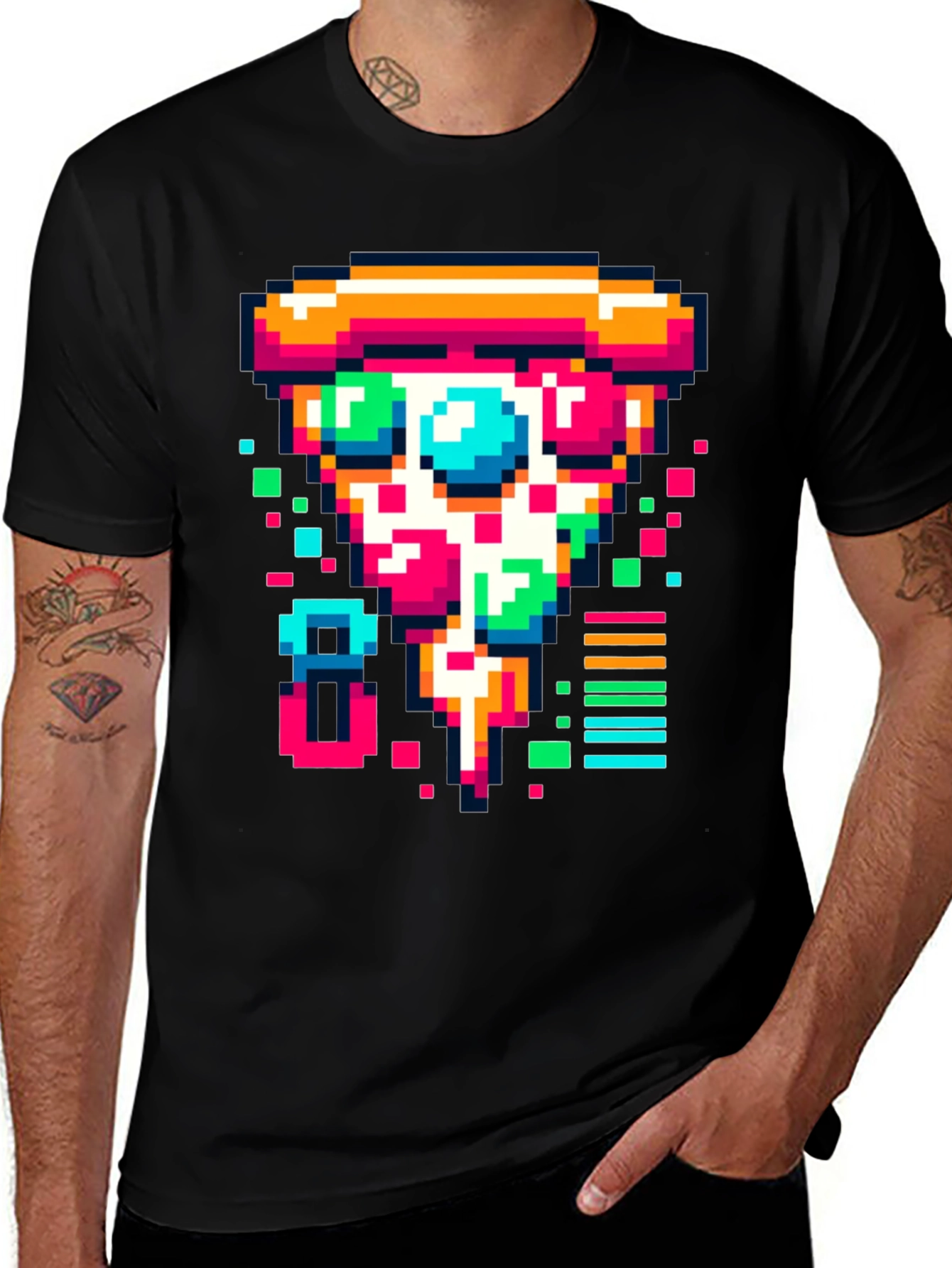 Variant 17 of Pixel Pizza Graphic Tee - Retro Style