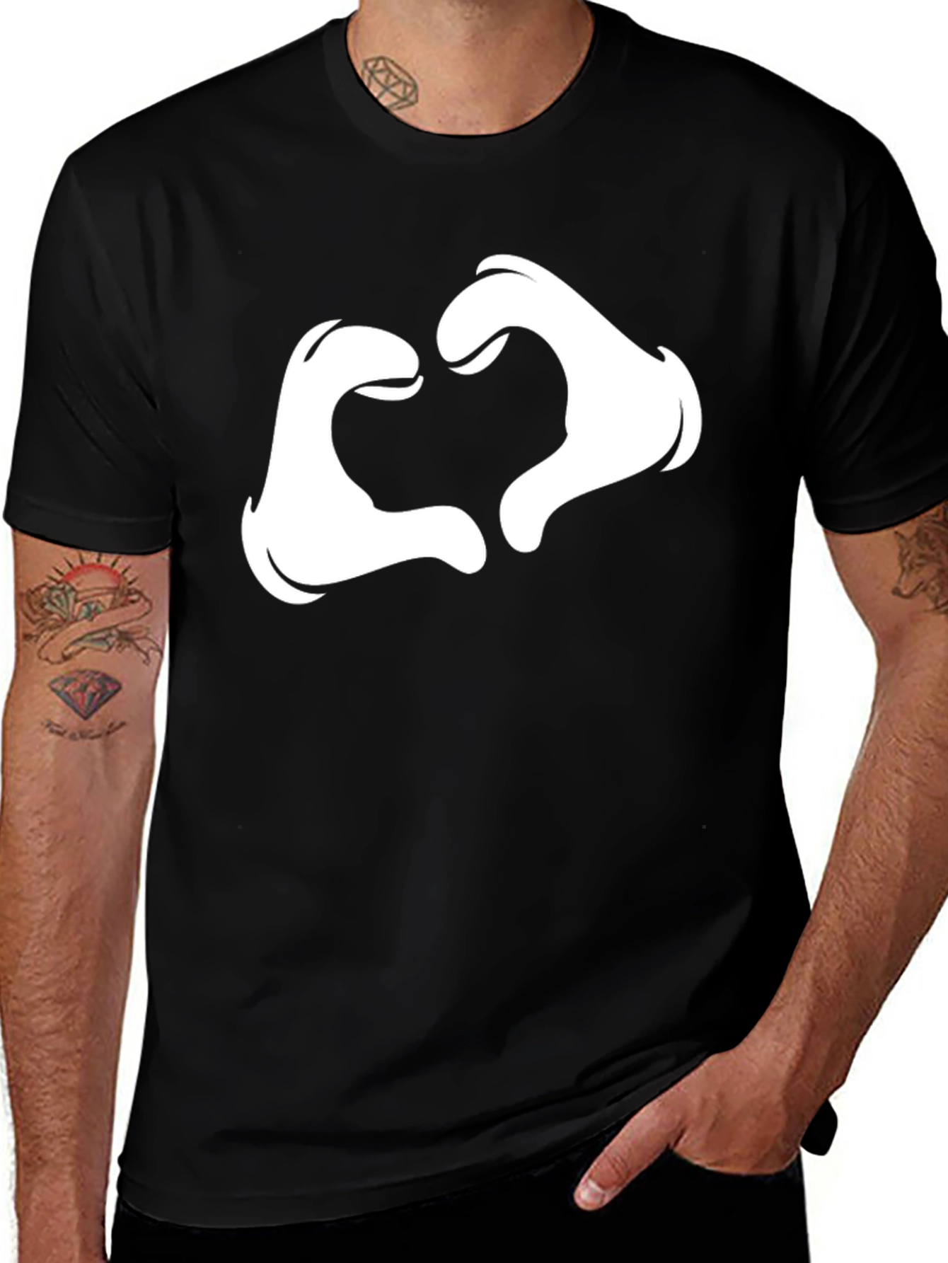 Cartoon Glove Heart Hands Tee