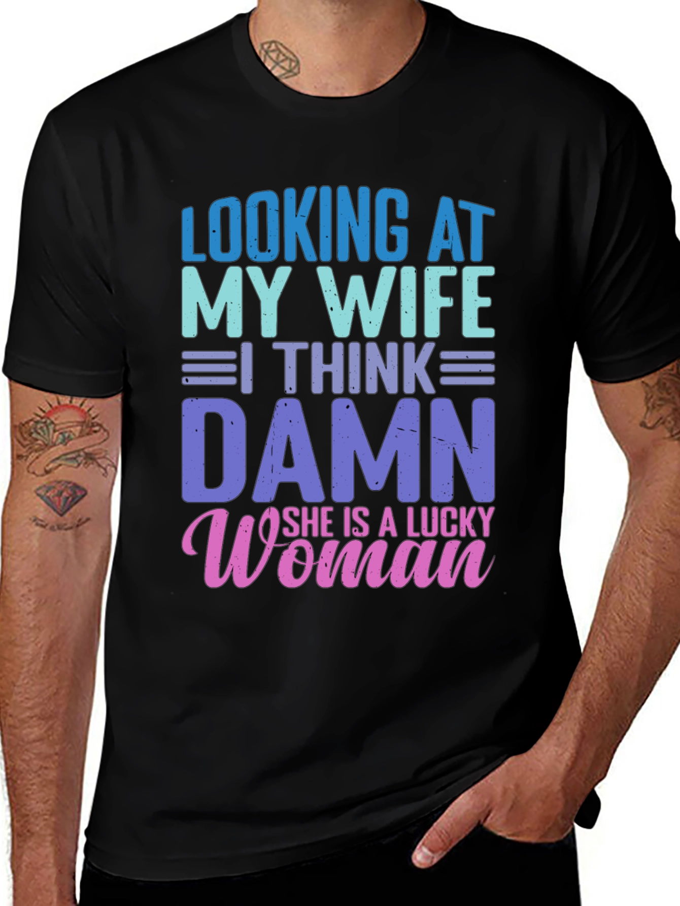 Variant 10 of Lucky Wife T-Shirt - Men's Funny Graphic Tee