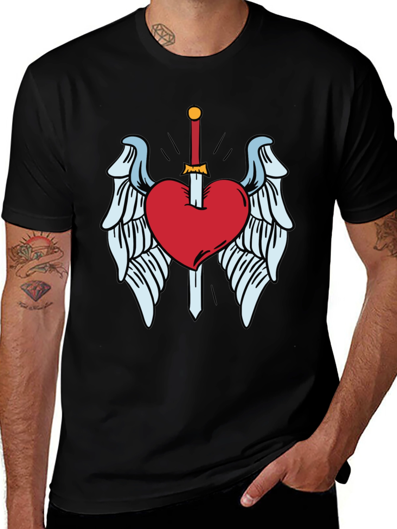 Variant 30 of Heart & Sword Graphic T-Shirt - Soft Cotton