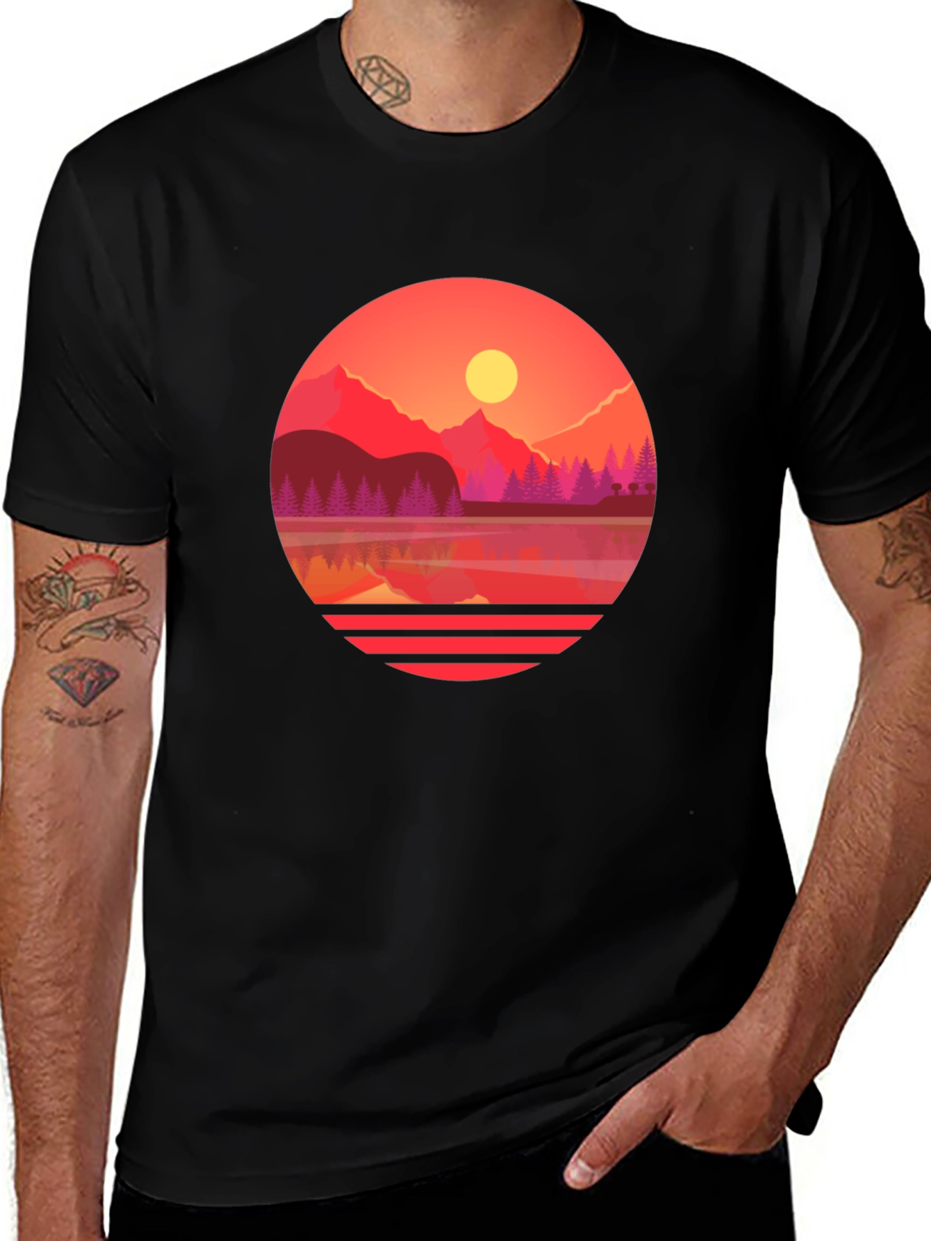Variant 19 of Sunset Lake Graphic Tee - Nature Inspired