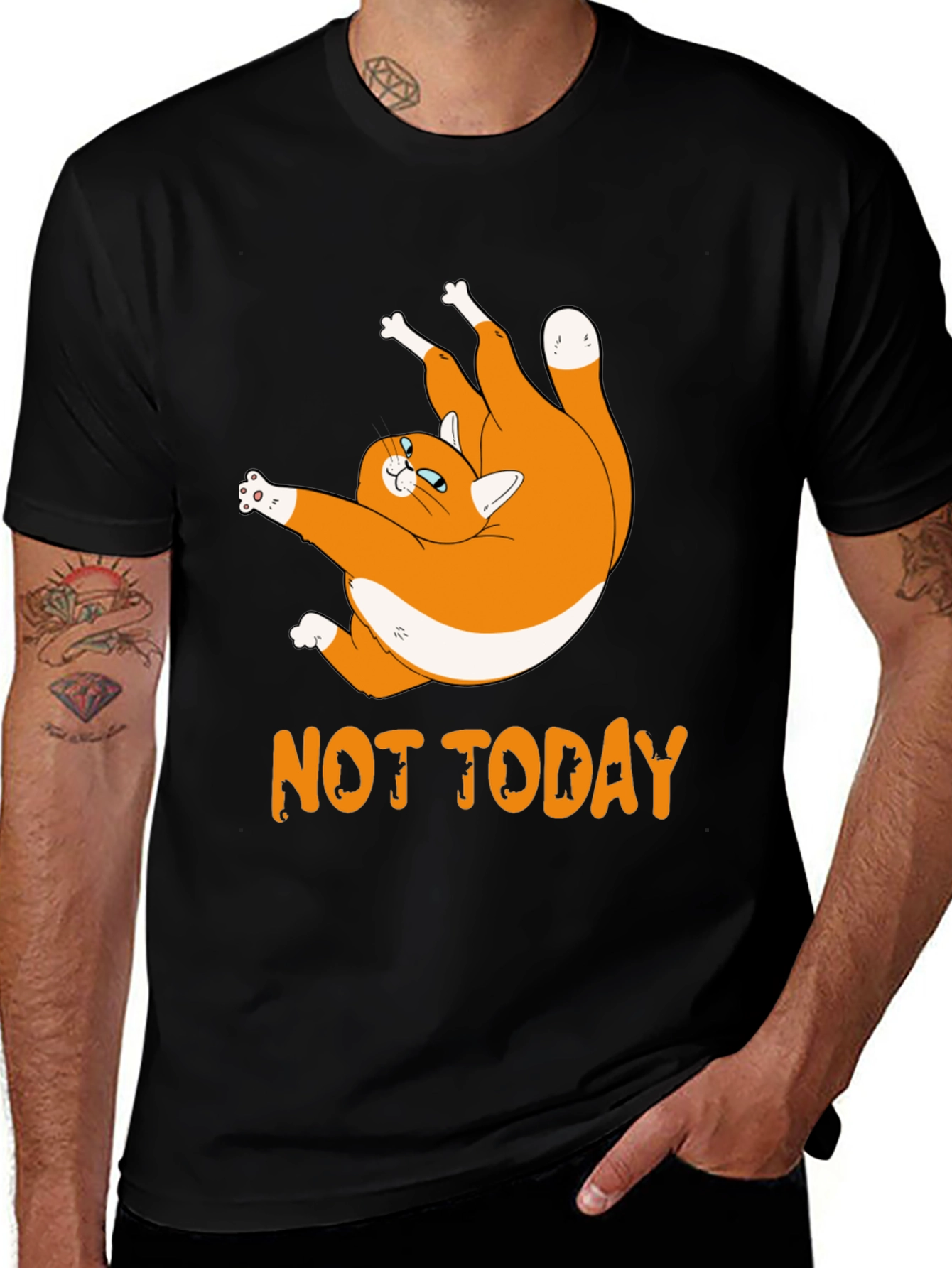 Variant 26 of Not Today Cat Graphic Black T-Shirt