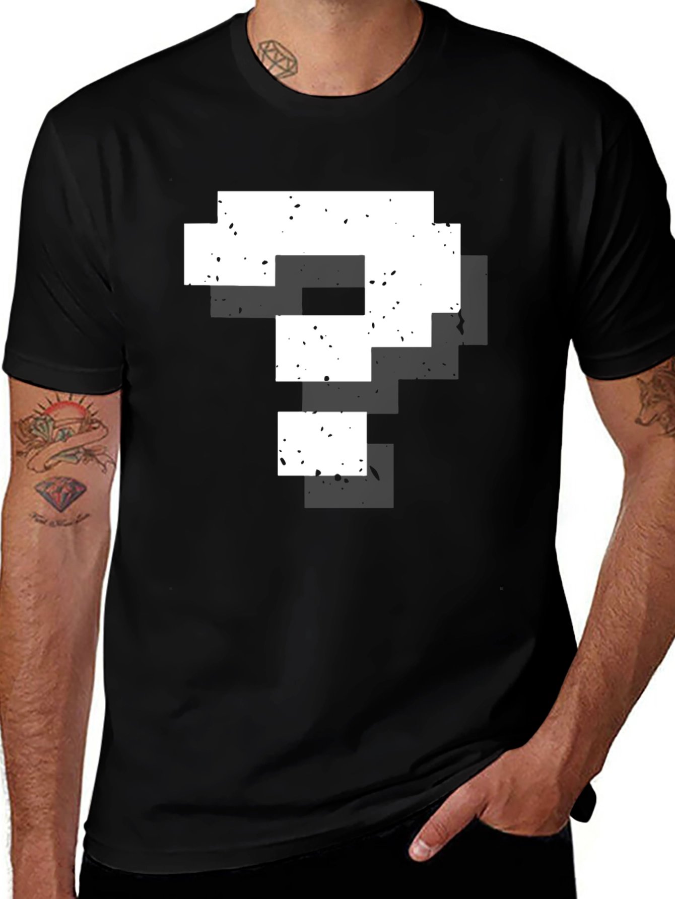 Variant 4 of Pixel Question Mark Black T-Shirt
